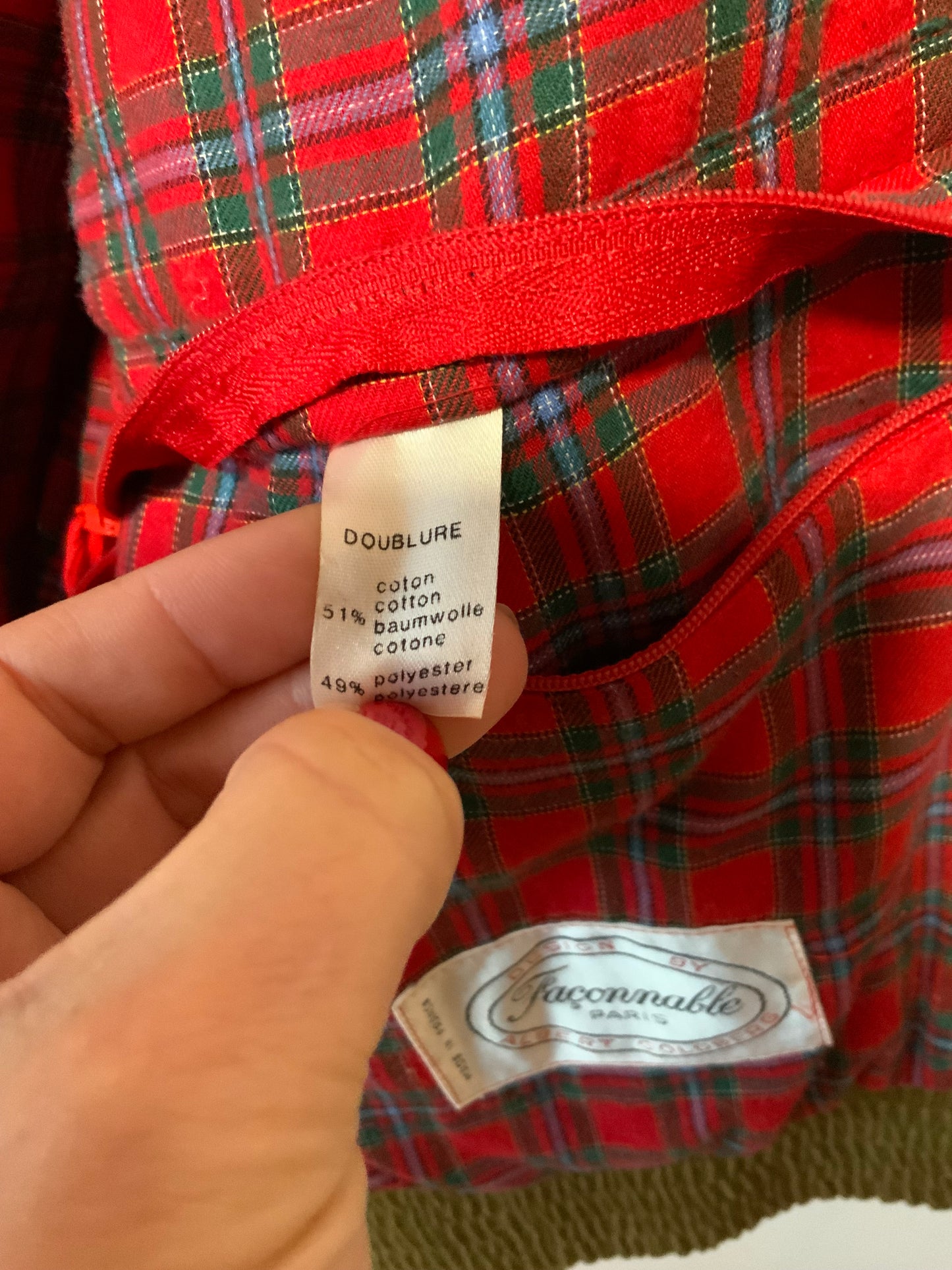 Blouson Faconnable 1990 Ecossais Vintage Designed by Albert Goldberg Made in France -