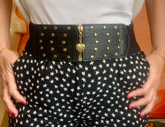 Ceinture Vintage Élastique Zipée Coeur- TU