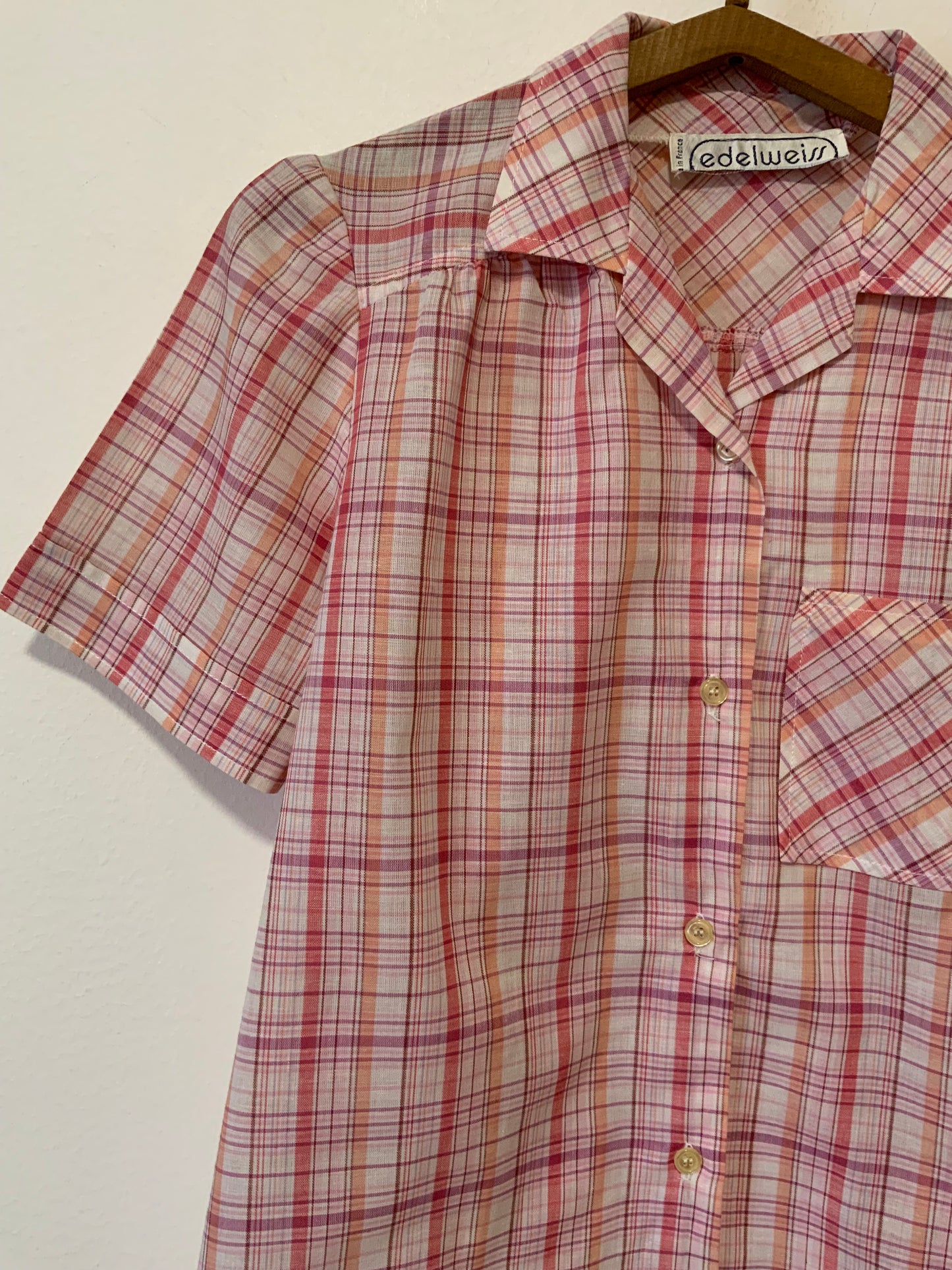 Chemise À carreaux France 1980 Vintage- T36