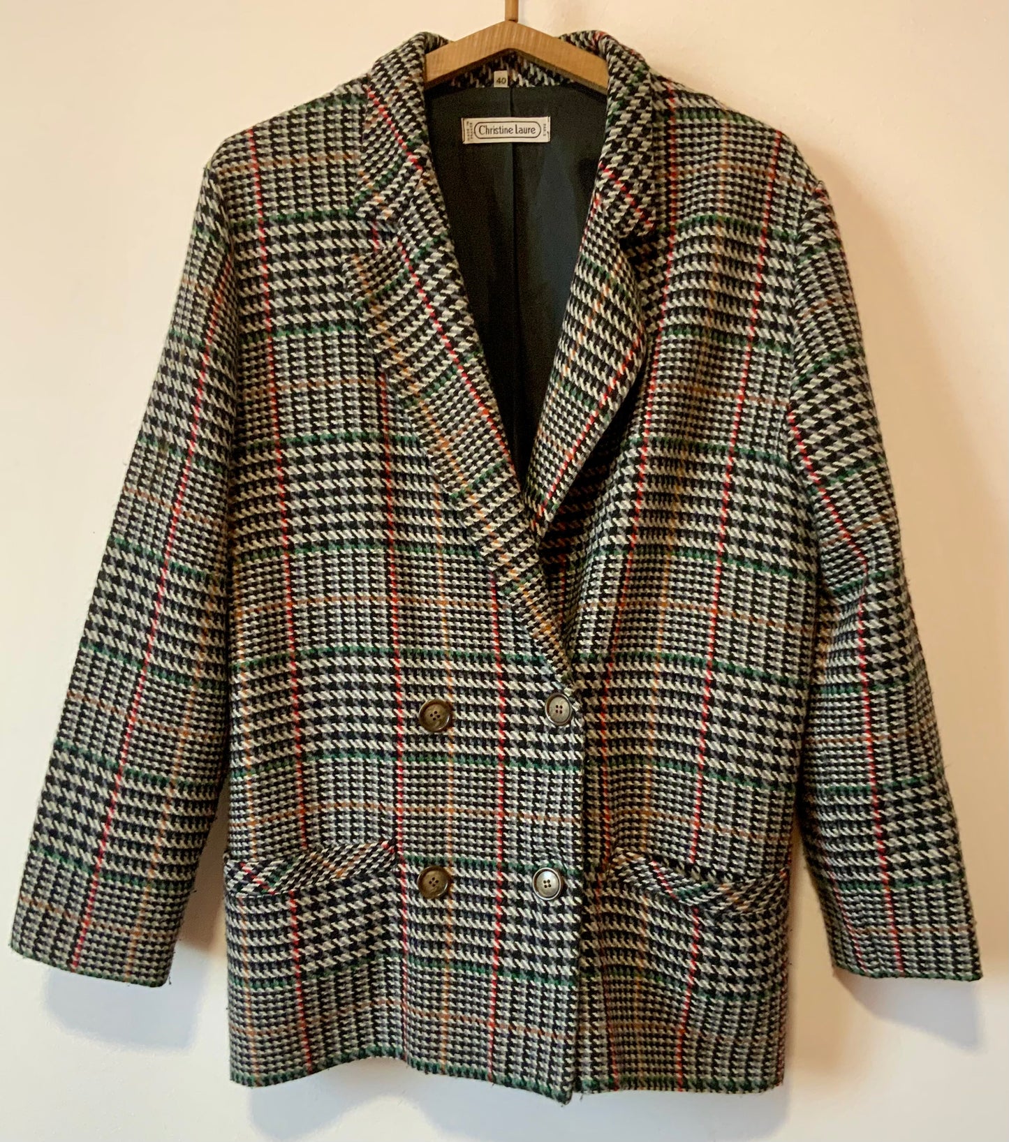 Veste droite croisée a carreaux C.Laure France Chic Vintage- T40