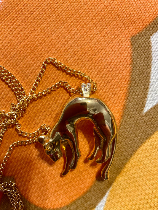 Chaine Pendentif / Broche Panthère Vintage 1980