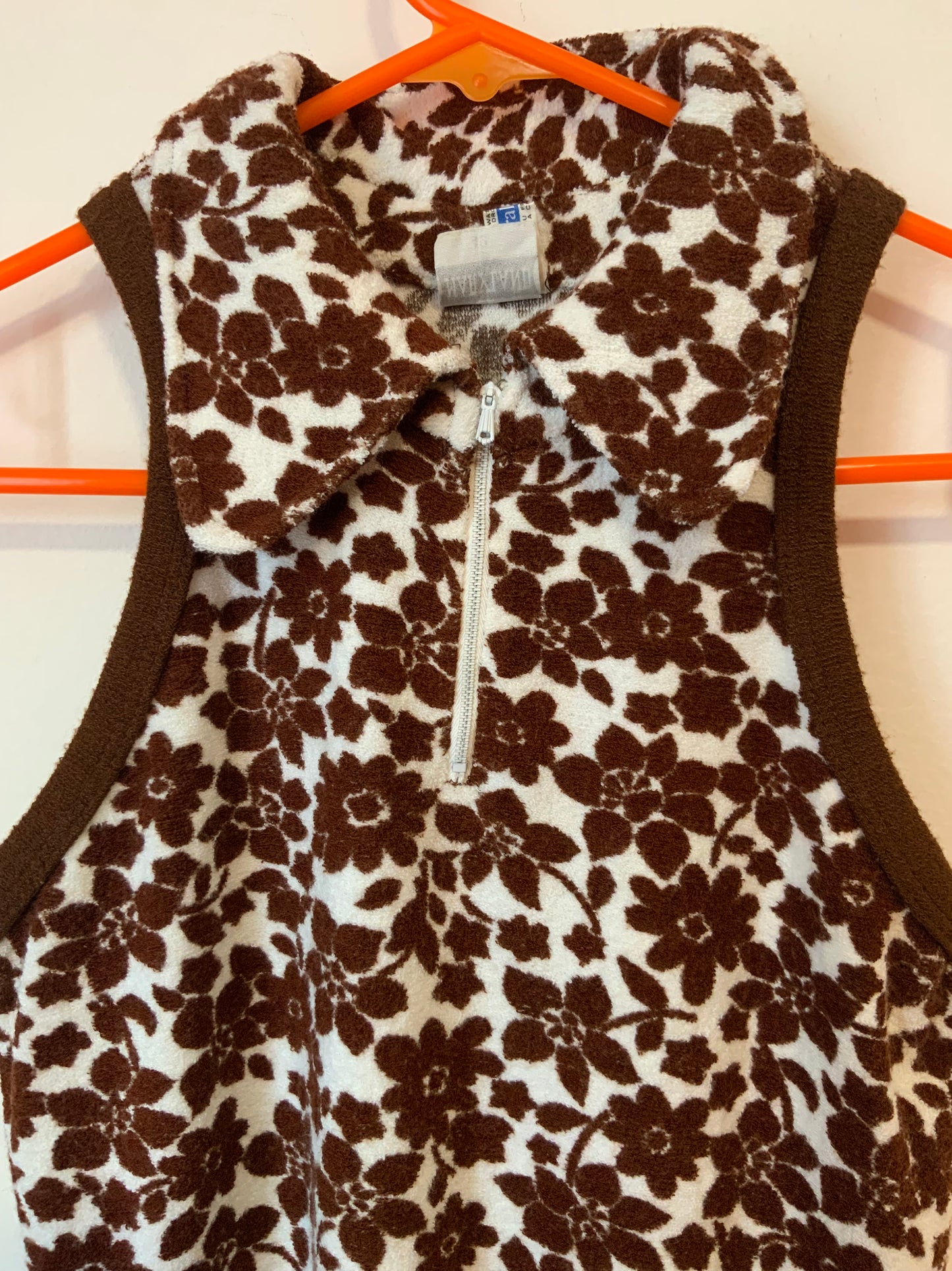 Robe Mini en Eponge à fleurs Vintage 1970-T36