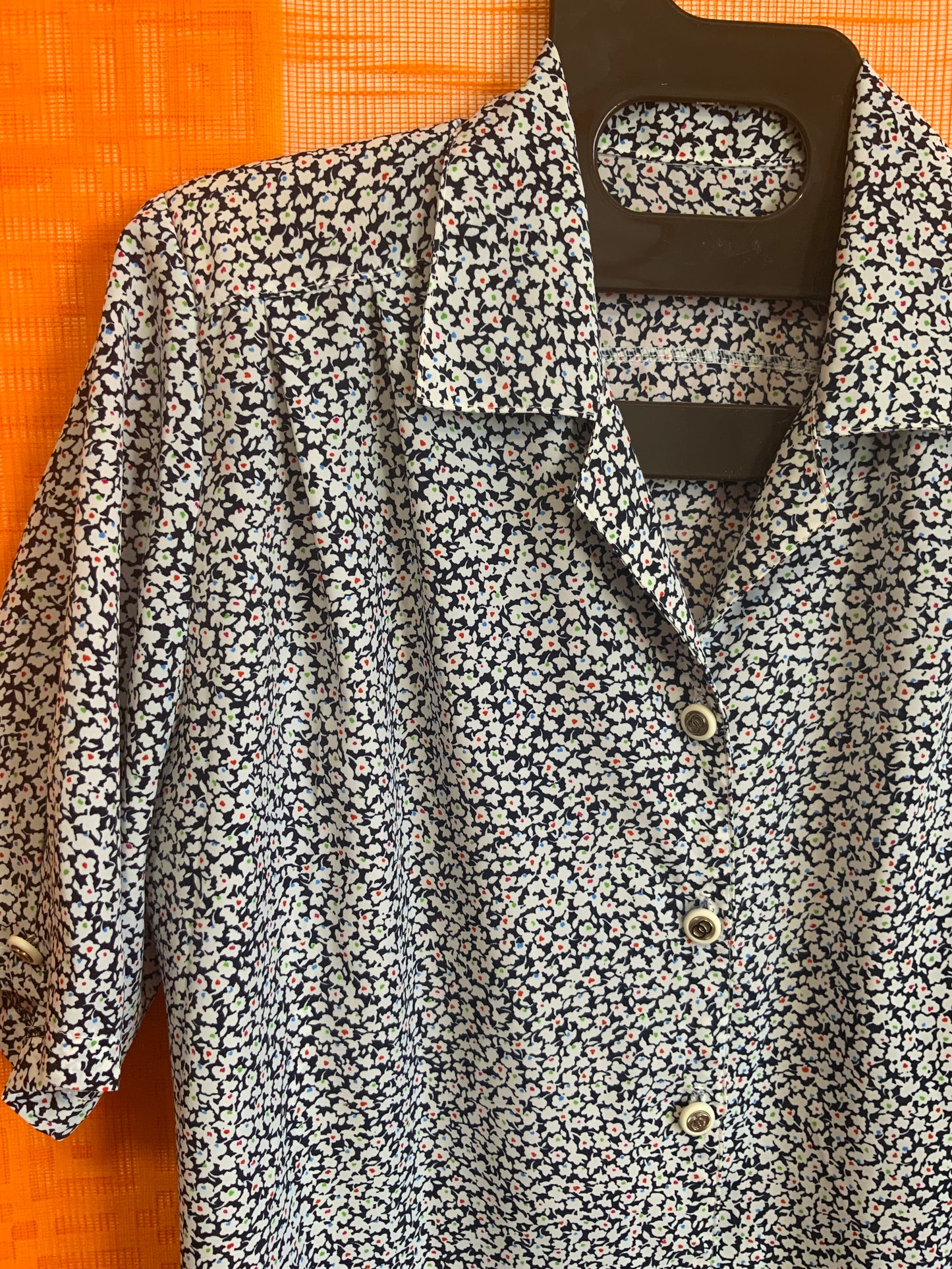 Chemisier à fleurs Vintage 1980 Épaulettes- T44