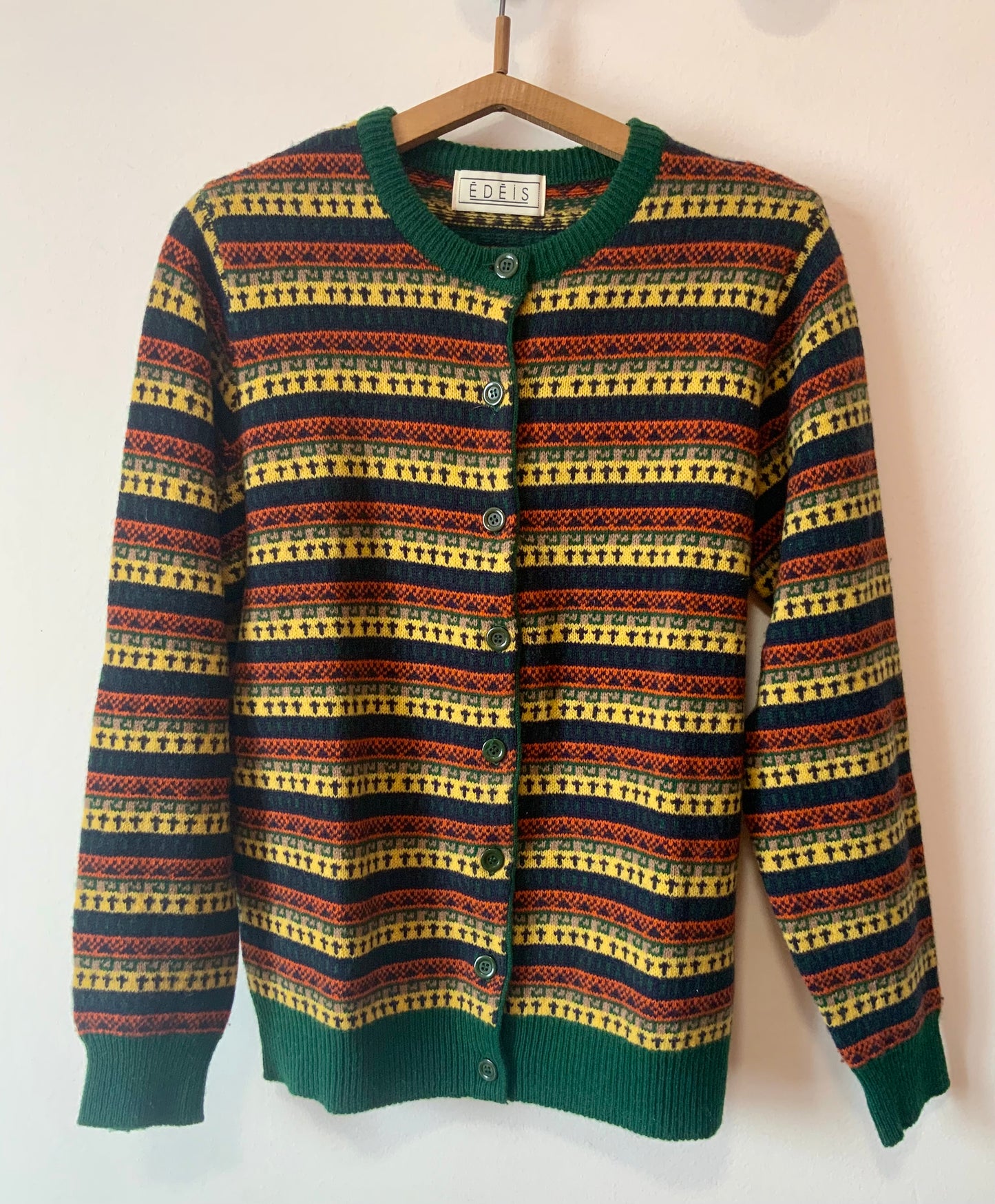 Gilet Jacquard Vintage 1980 Pure Laine- T40