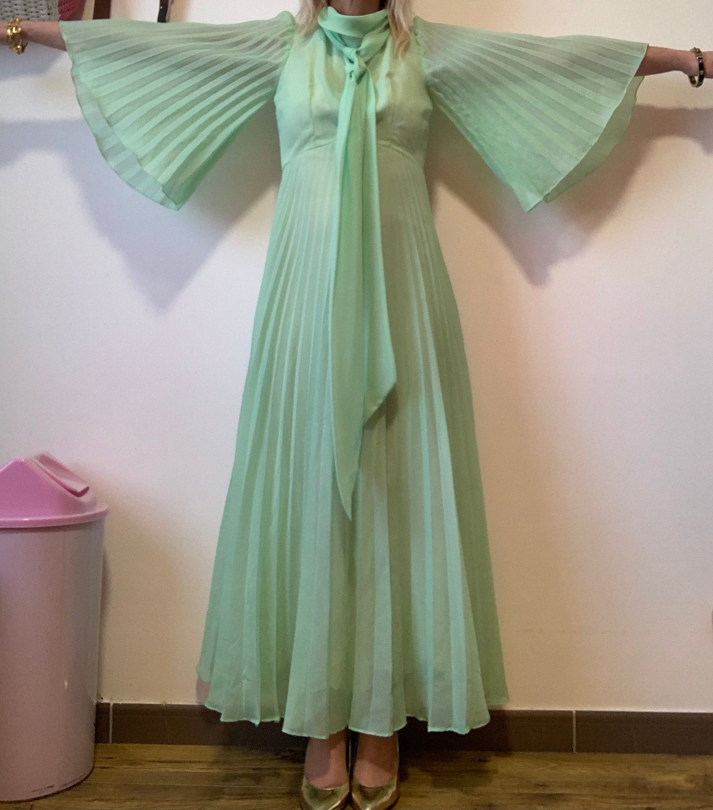 Robe incroyable Plissée Création Main 1960/70 Vintage- T30/32