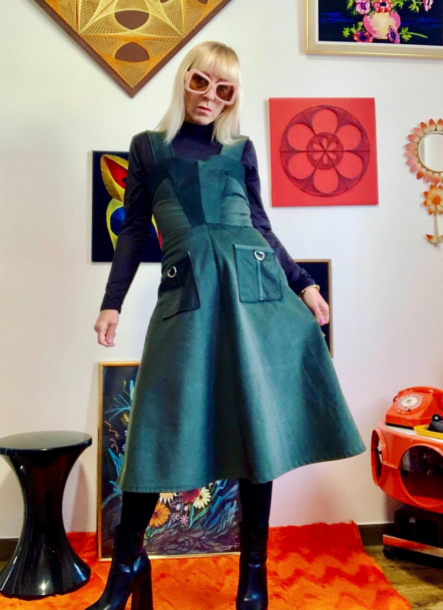 Robe originale Neuve Vintage 1970 Velours côtelé - T32/34