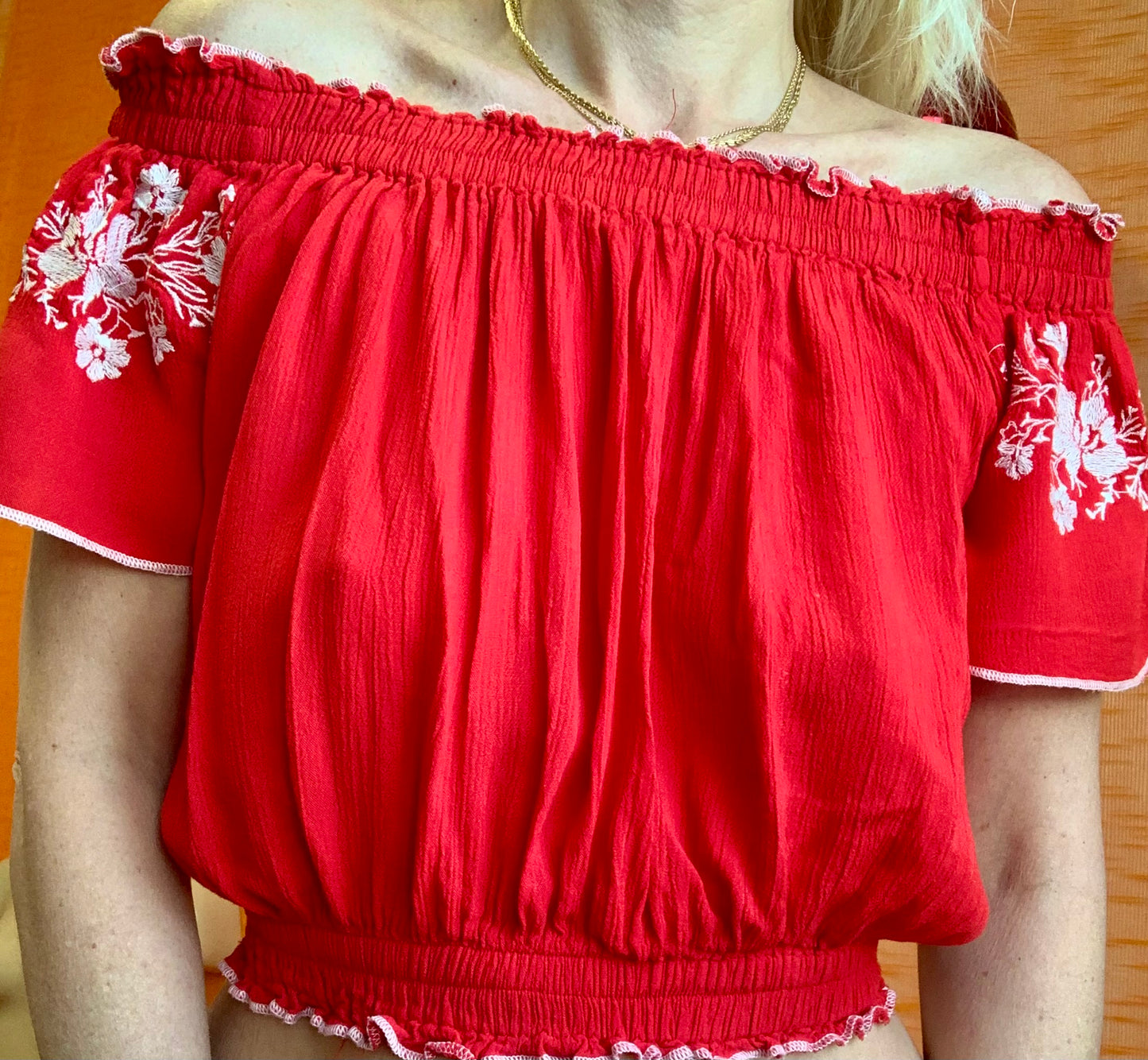 Top Epaules dénudées À fleurs- T XS