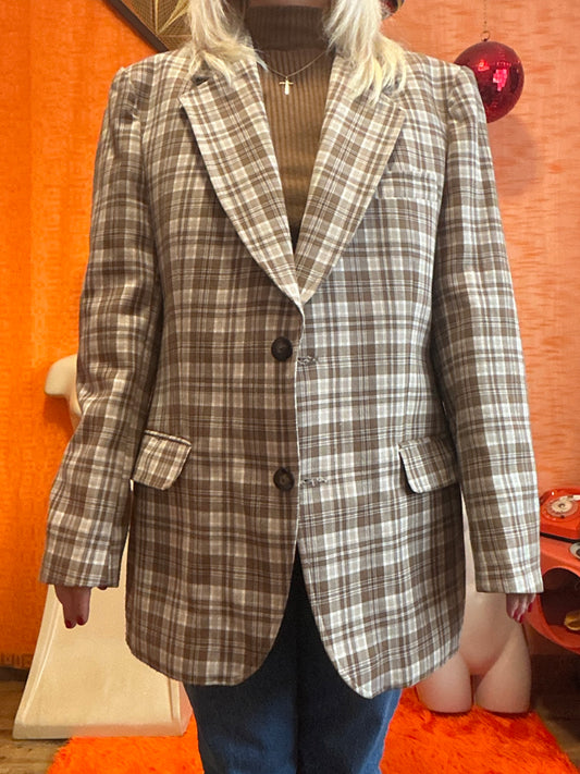 Veste Originale à carreaux Tergal Vintage 1970- T48 maxi.