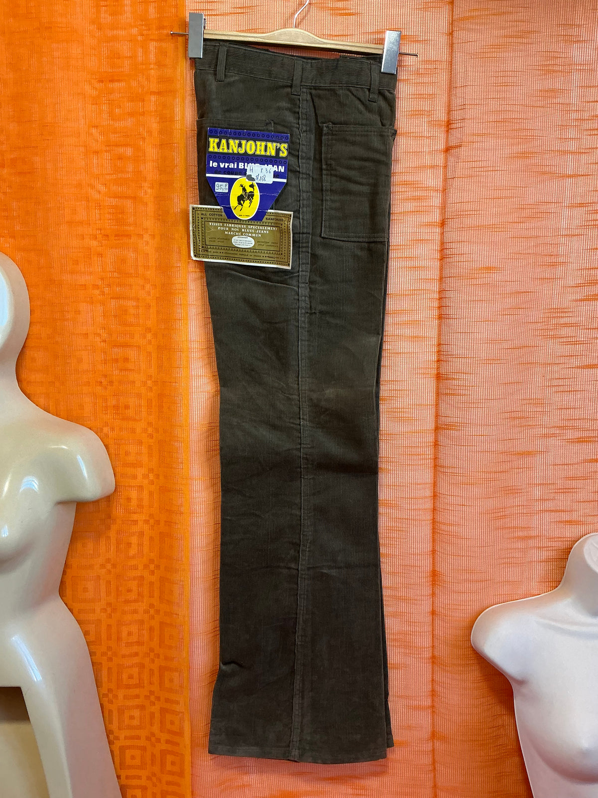 Pantalon Pattes d’éléphant Coupe USA Vintage 1970 Deadstock avec étiquette- Velours côtelé -T36