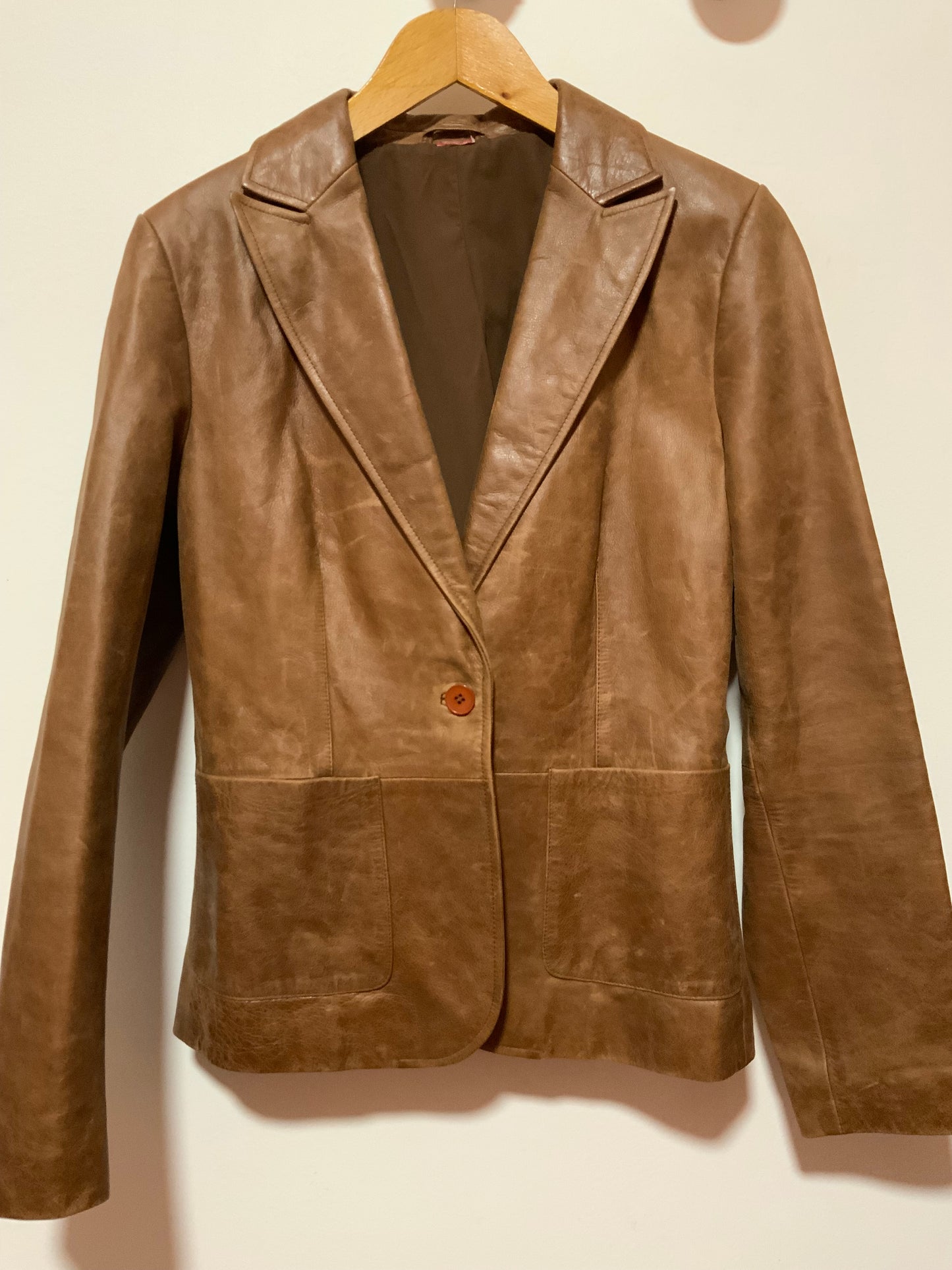 Superbe veste cuir marron vieilli Vintage 1990