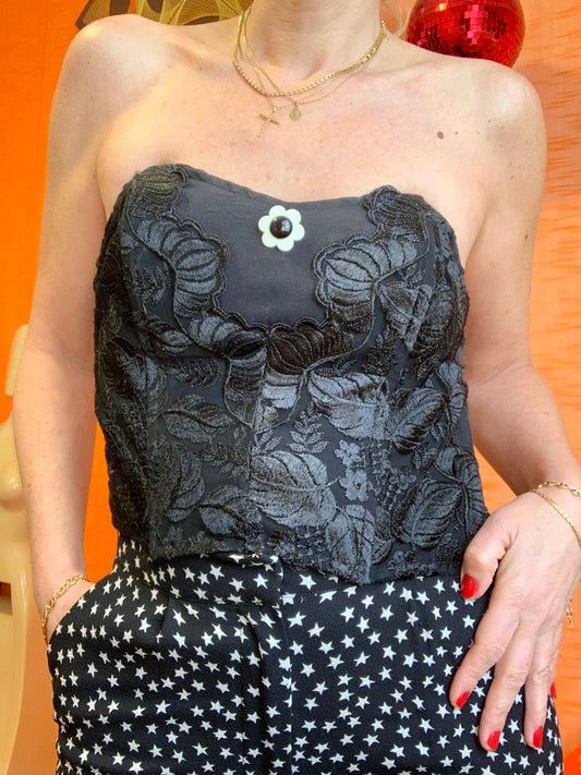 Bustier 1990 Vintage Fleur- T36/38