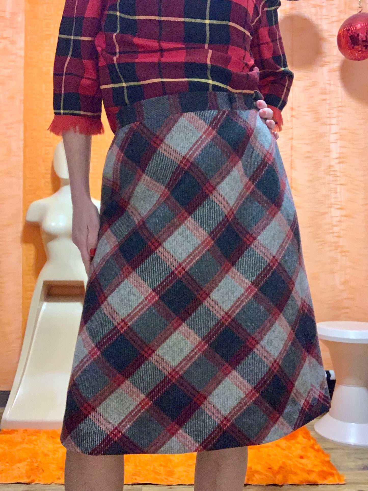 Jupe Tartan Création Main Vintage 1970