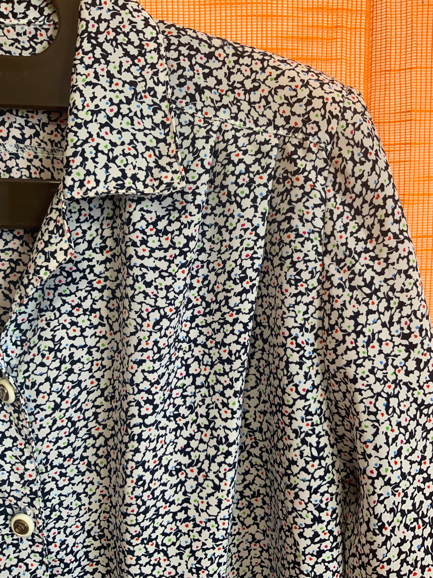 Chemisier à fleurs Vintage 1980 Épaulettes- T44