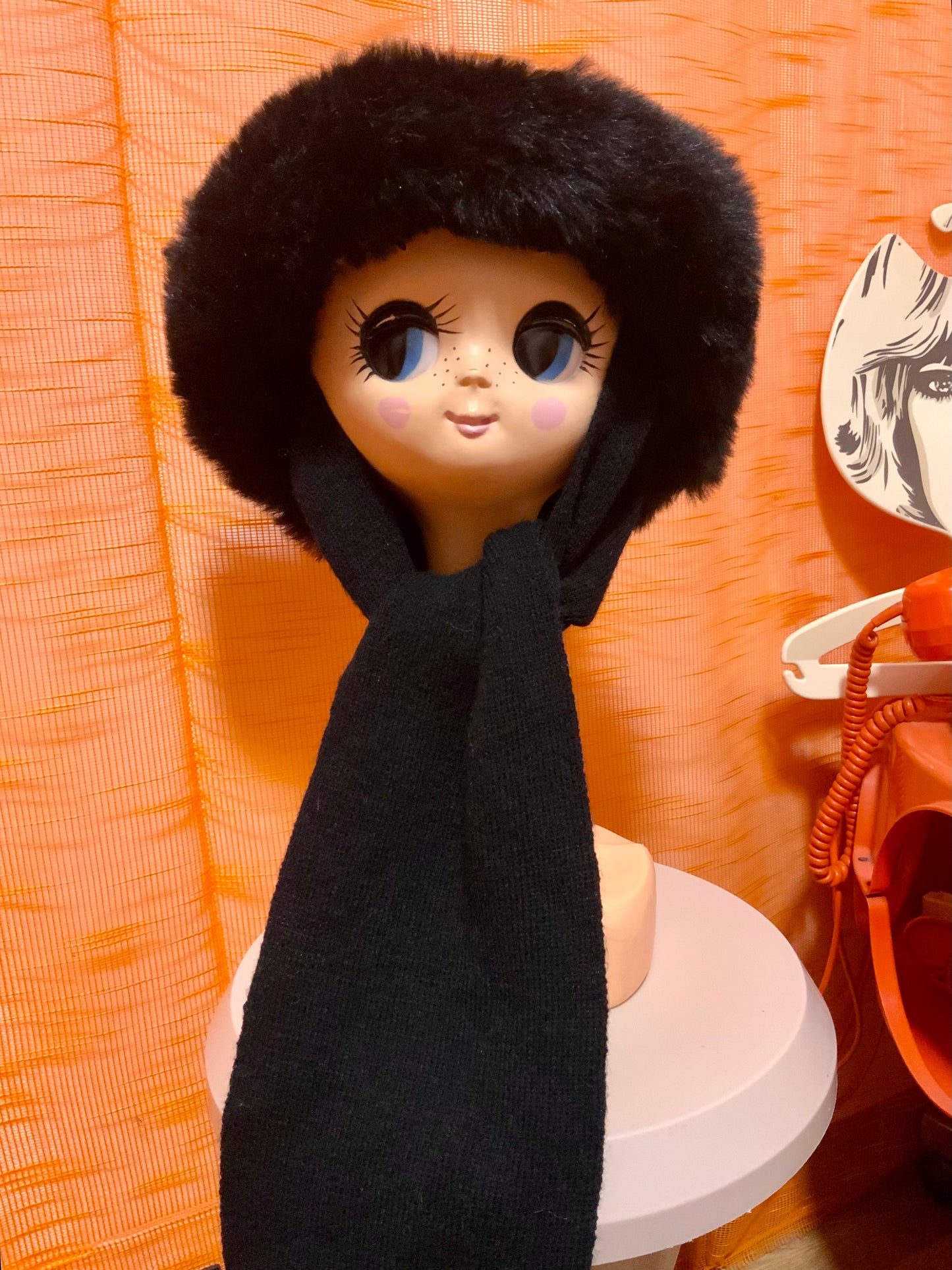 Toque Laine et fourrure Synthétique Vintage 1980