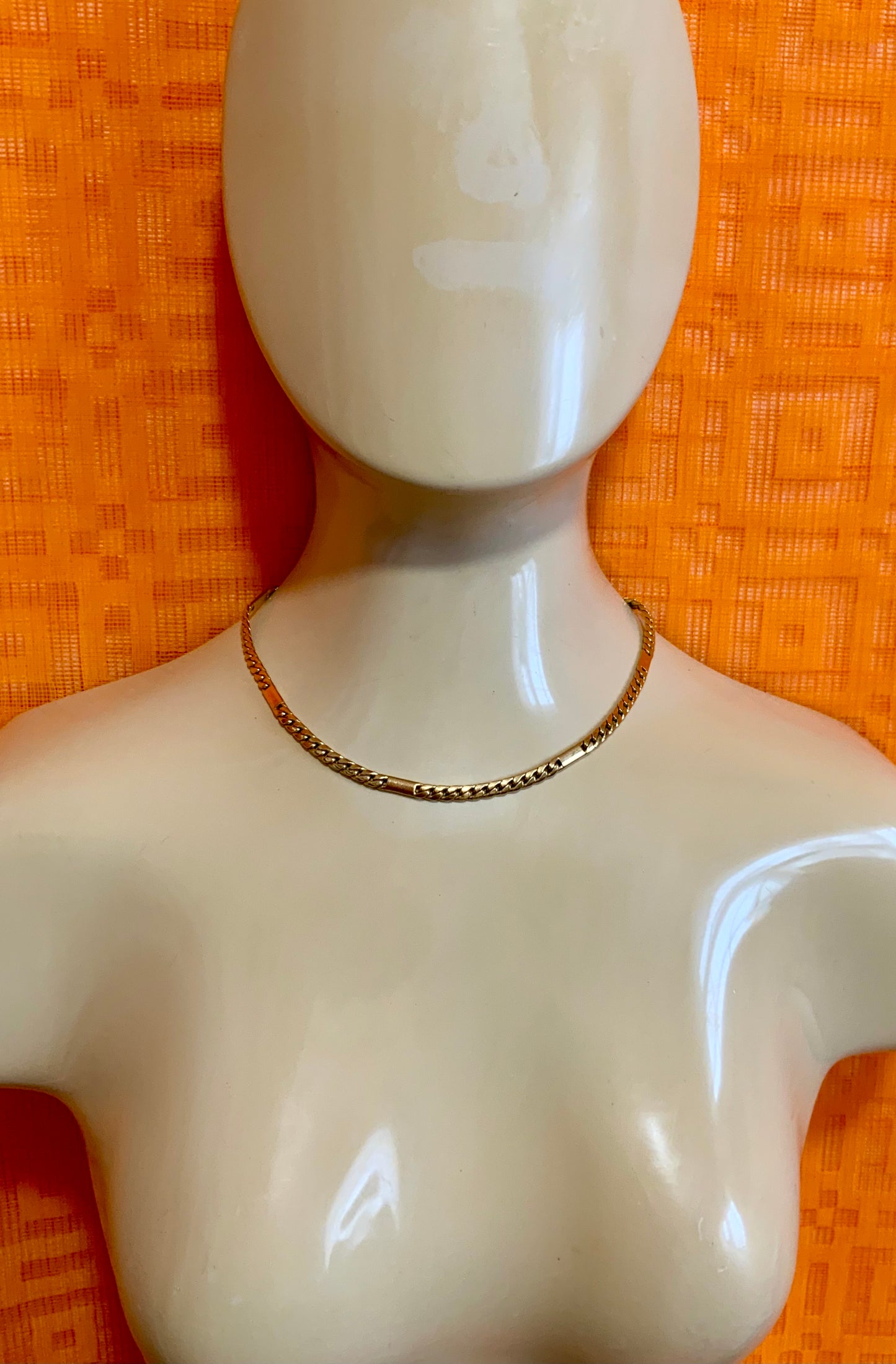 Collier plaqué Or mailles plates fantaisies Chic 1990