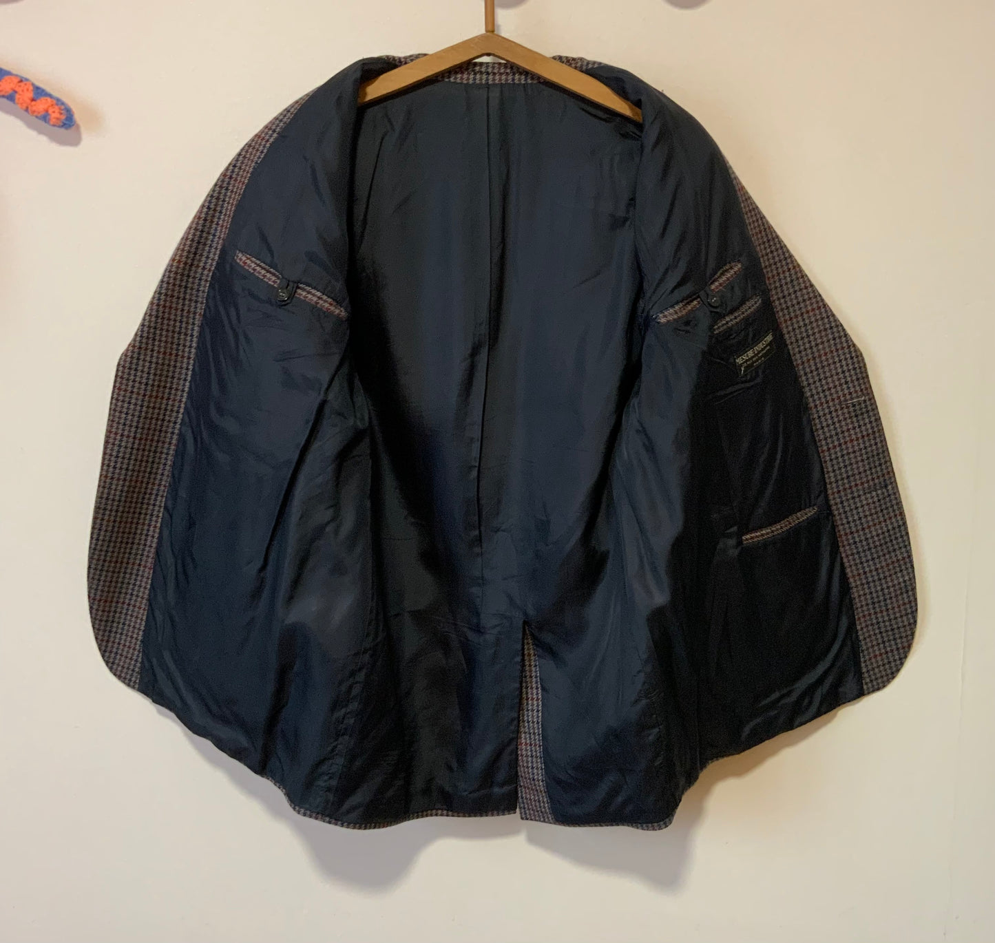 Blazer Laine à carreaux Vintage 1980 Chic Mixte T44