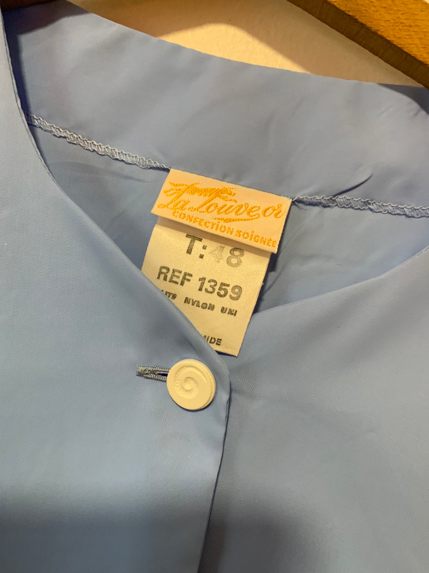 Robe boutonnée Blouse Nylon France Vintage - T58