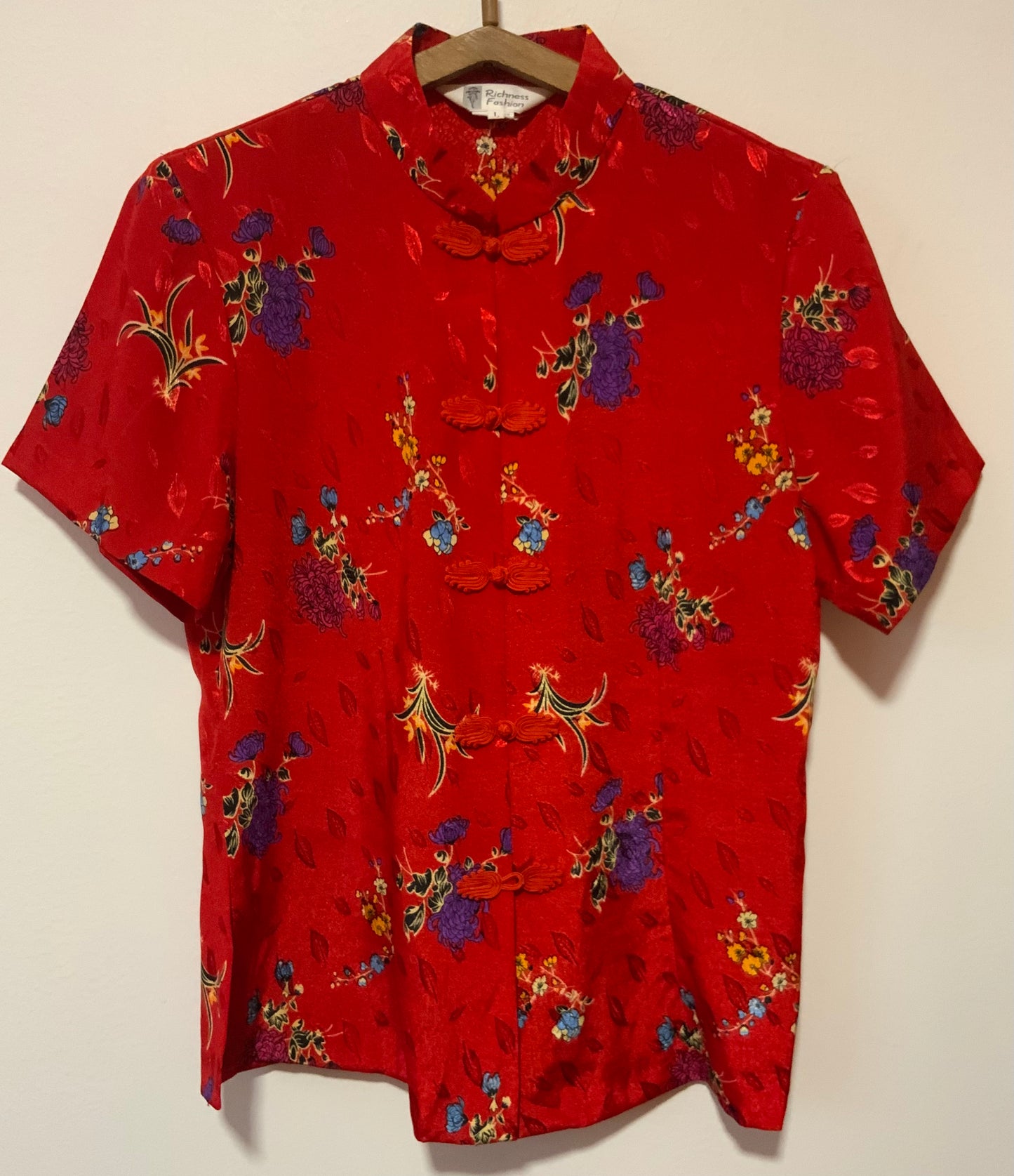 Chemise Chinoise Vintage 1990 Fleurs