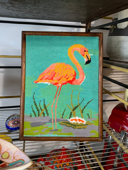 Canevas Encadré Vintage Flamand rose