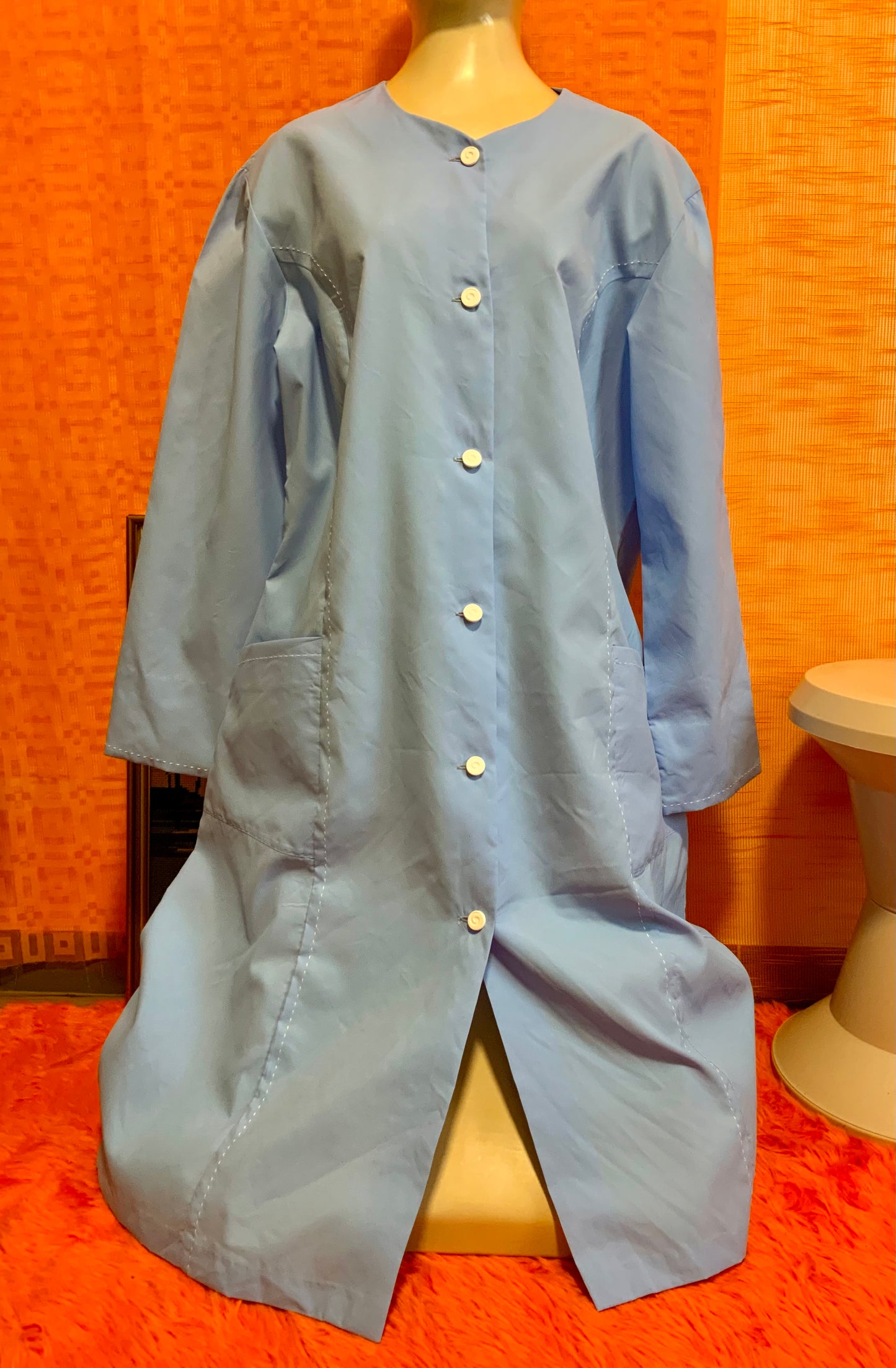 Robe boutonnée Blouse Nylon France Vintage - T58