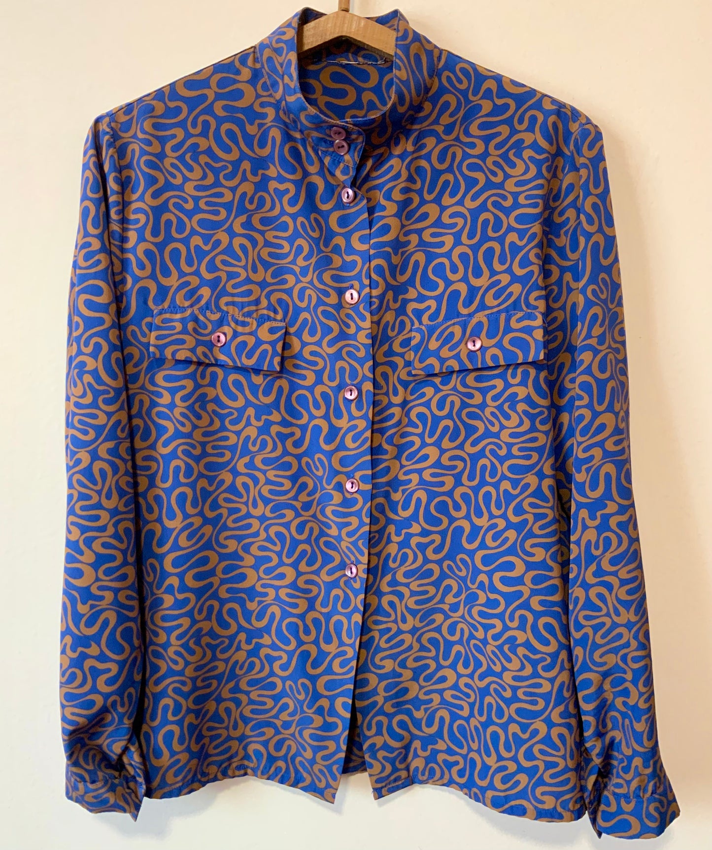 Chemisier col montant Vintage motifs