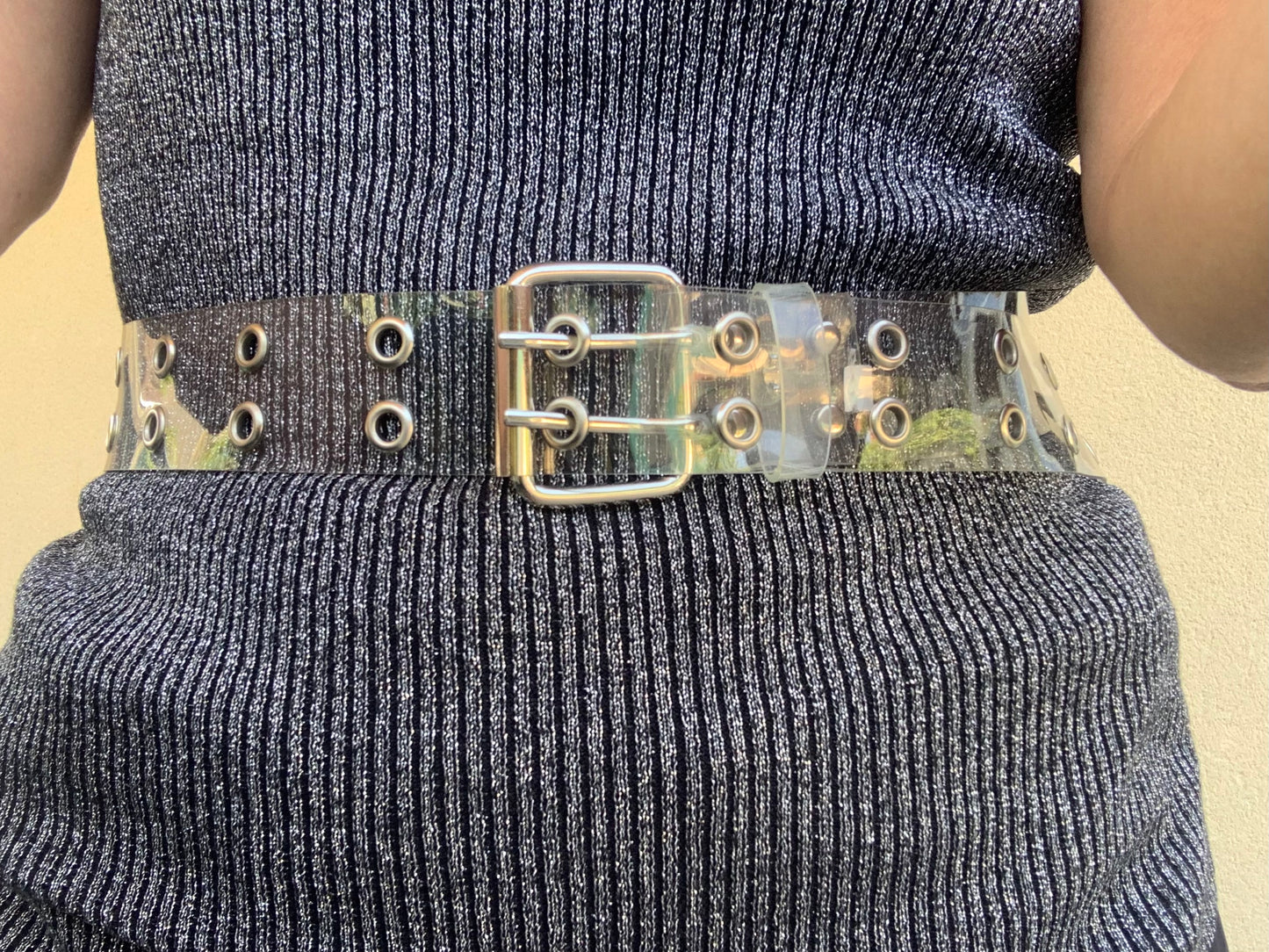 Ceinture Vintage 1990 Ajustable plastique transparent Neuve 1990- TU