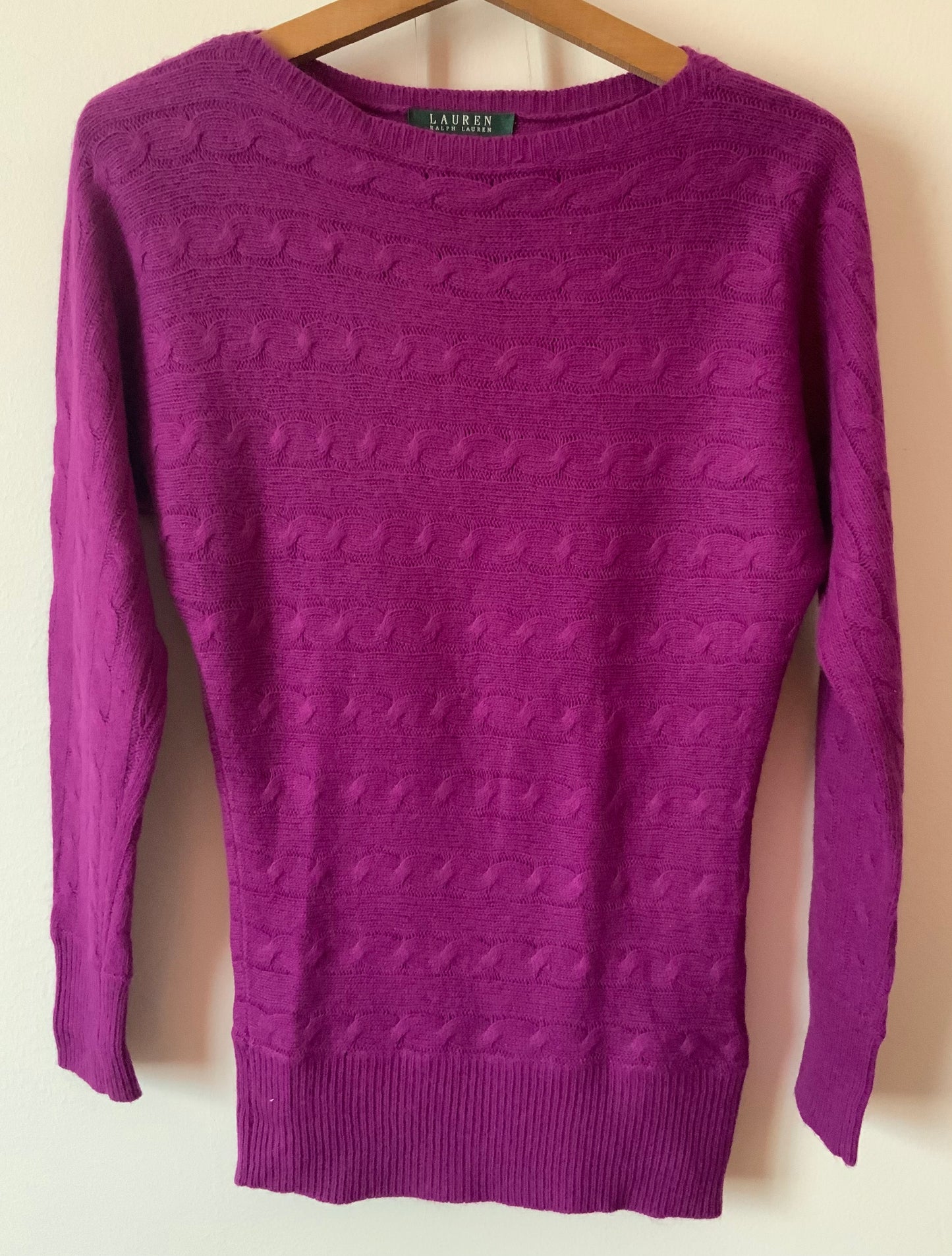 Pull Fuchsia à torsades Ralph Lauren