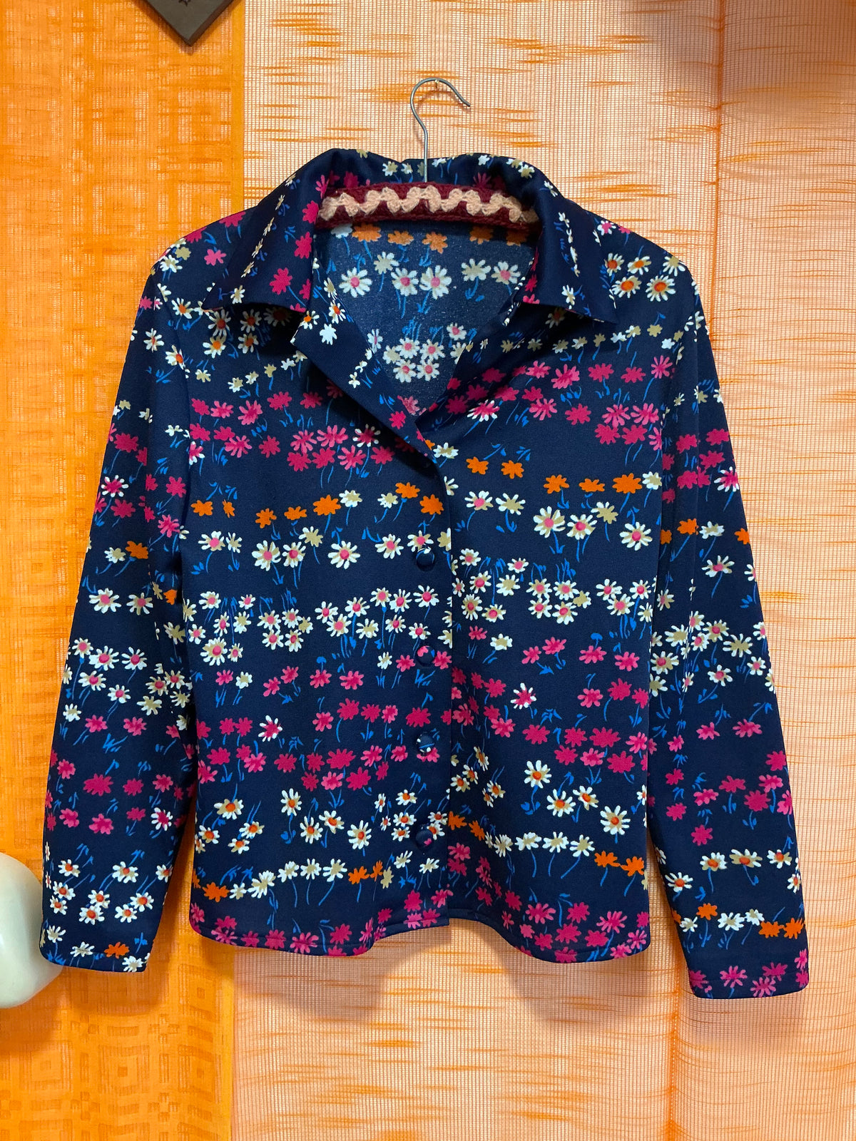 Chemisier à Fleurs Vintage Création 1970- TU