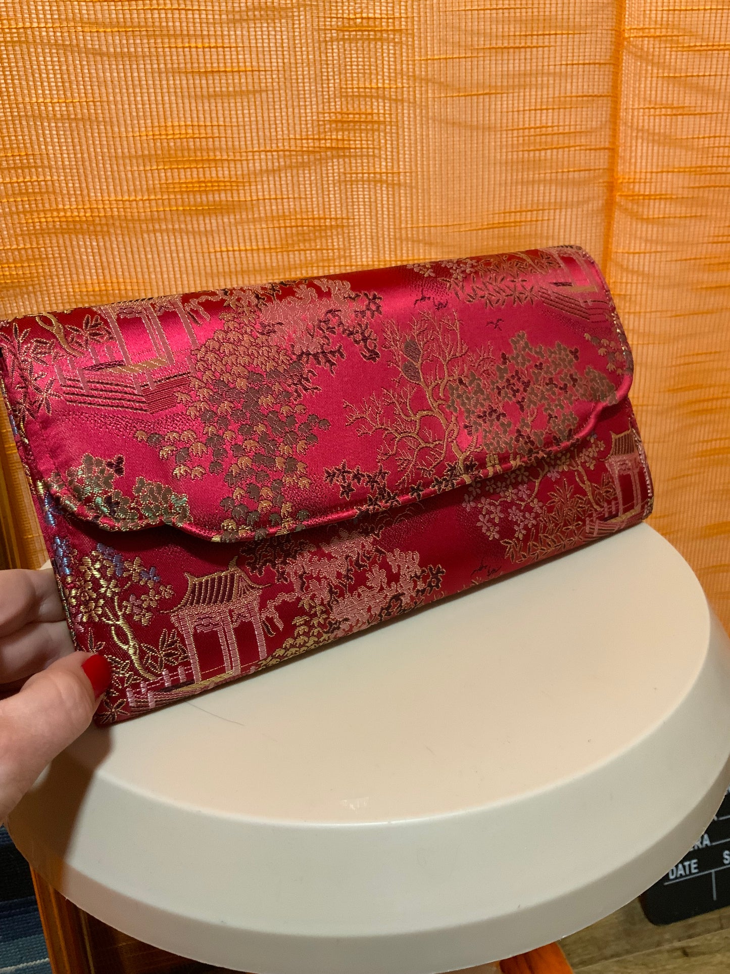 Pochette Porte monnaie Soie Chinoise Vintage 1980
