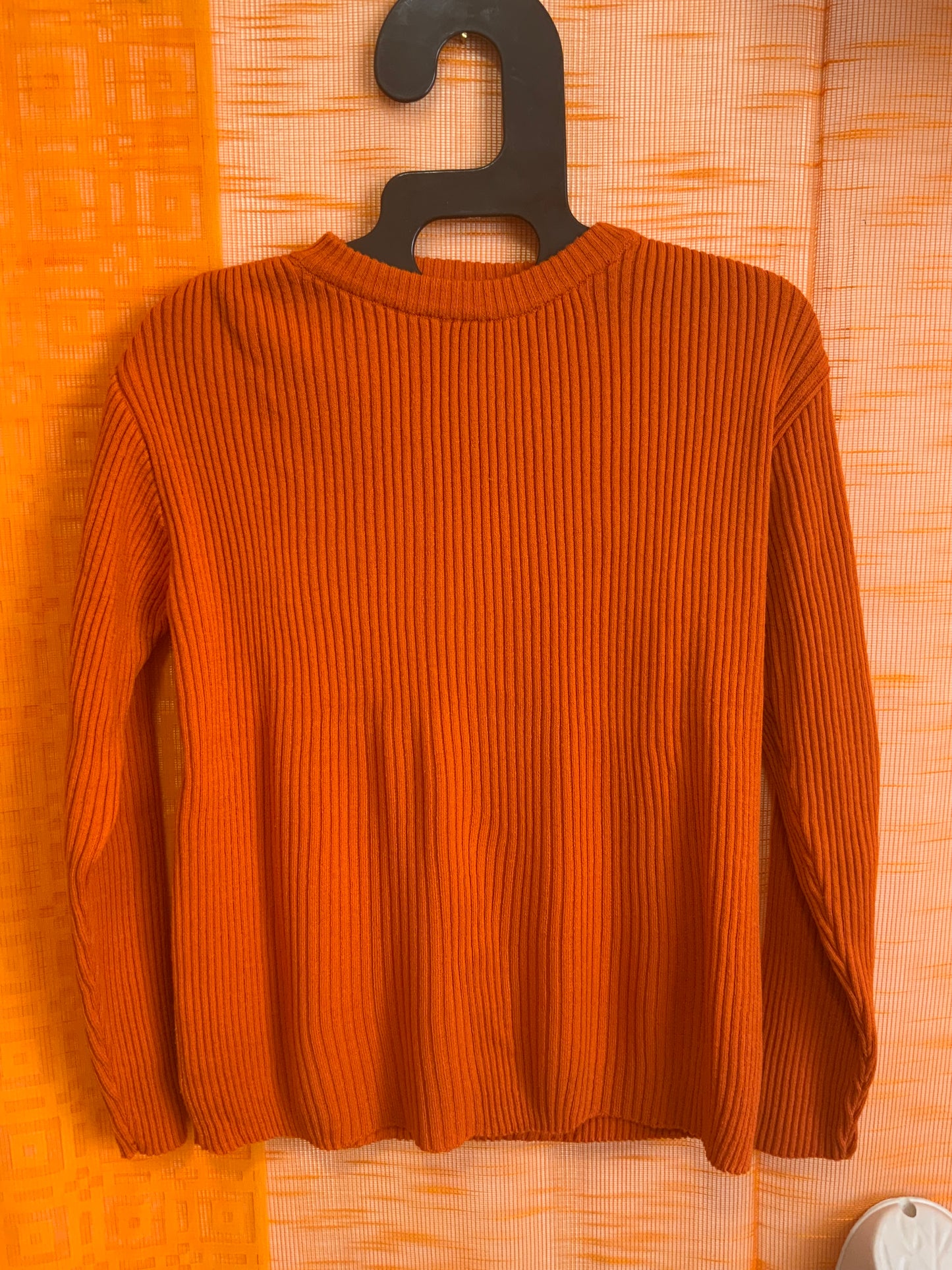 Pull Orange Vintage 1990 Mailles côtelées - T44