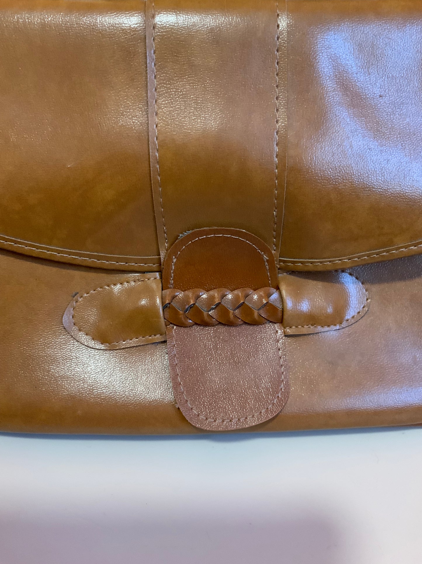 Très beau Sac à main Vintage 1970 Cuir Marron