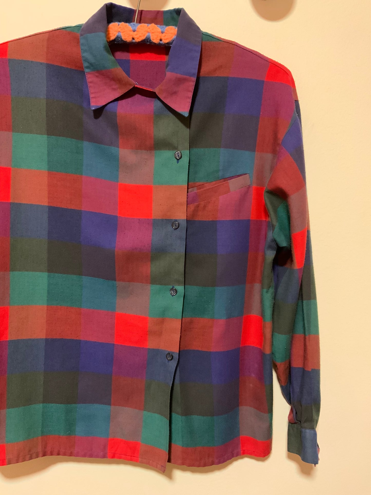 Chemisier à carreaux Madras Vintage 1980 France