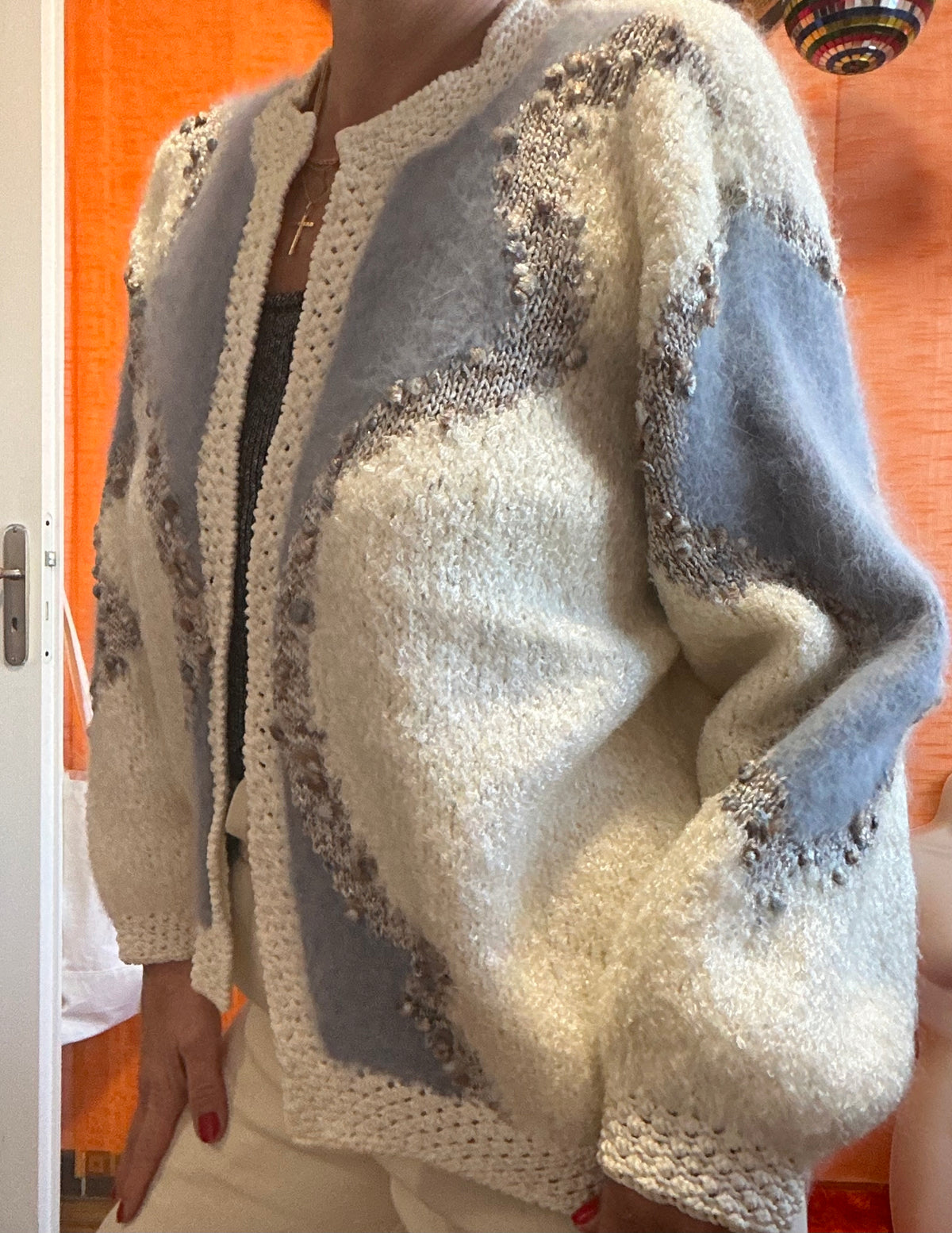 Gilet Cardigan Anny Blatt Angora Fait main - Vintage 1990 TU.