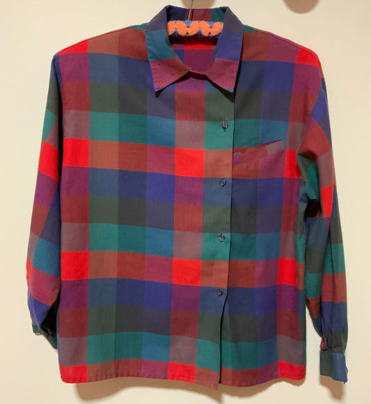 Chemisier à carreaux Madras Vintage 1980 France