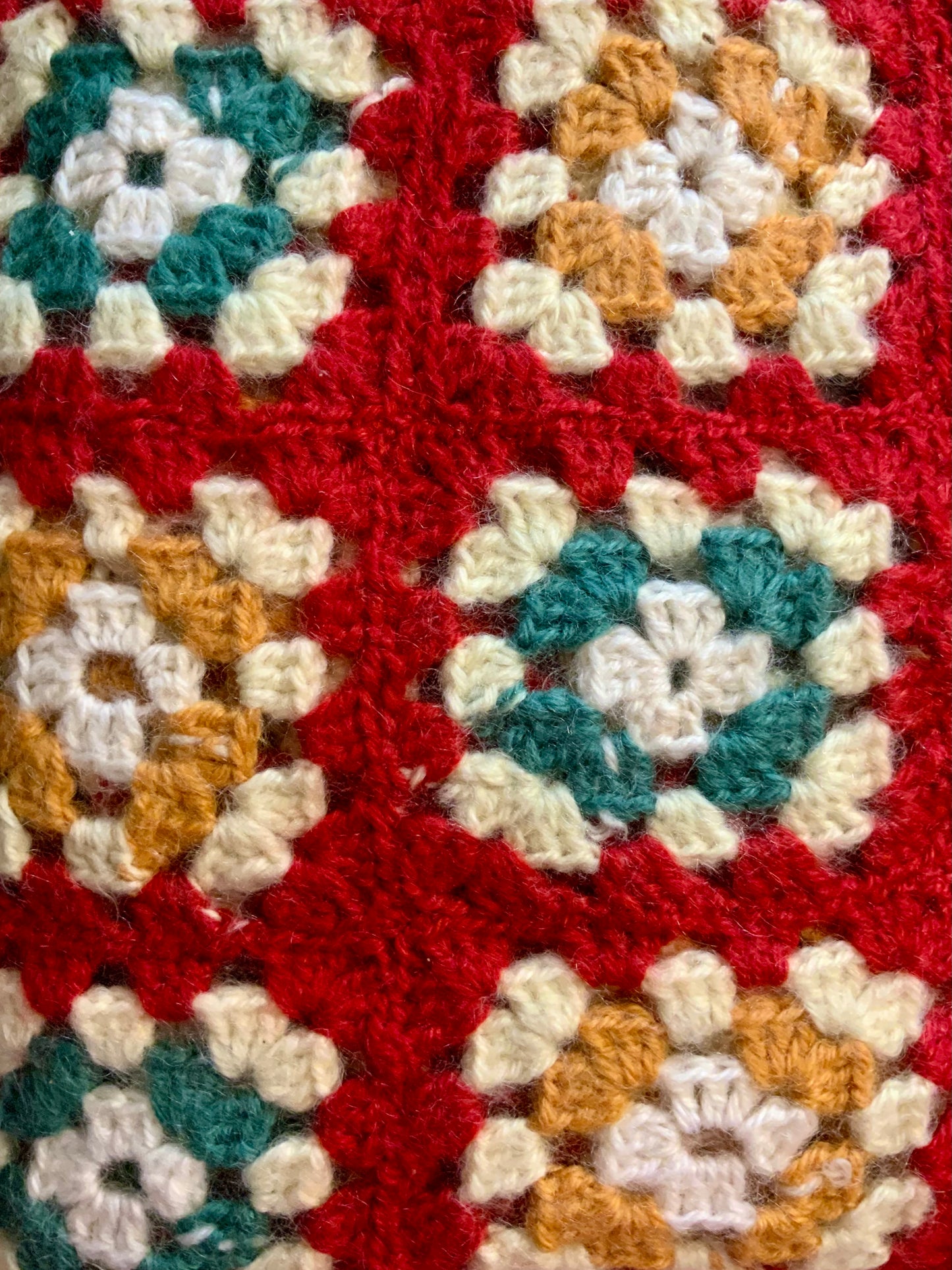 Couverture laine crochets Vintage 1970