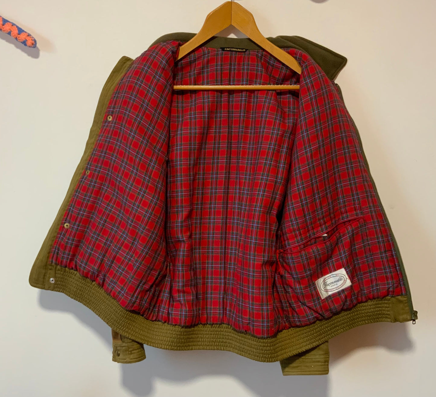 Blouson Faconnable 1990 Ecossais Vintage Designed by Albert Goldberg Made in France -