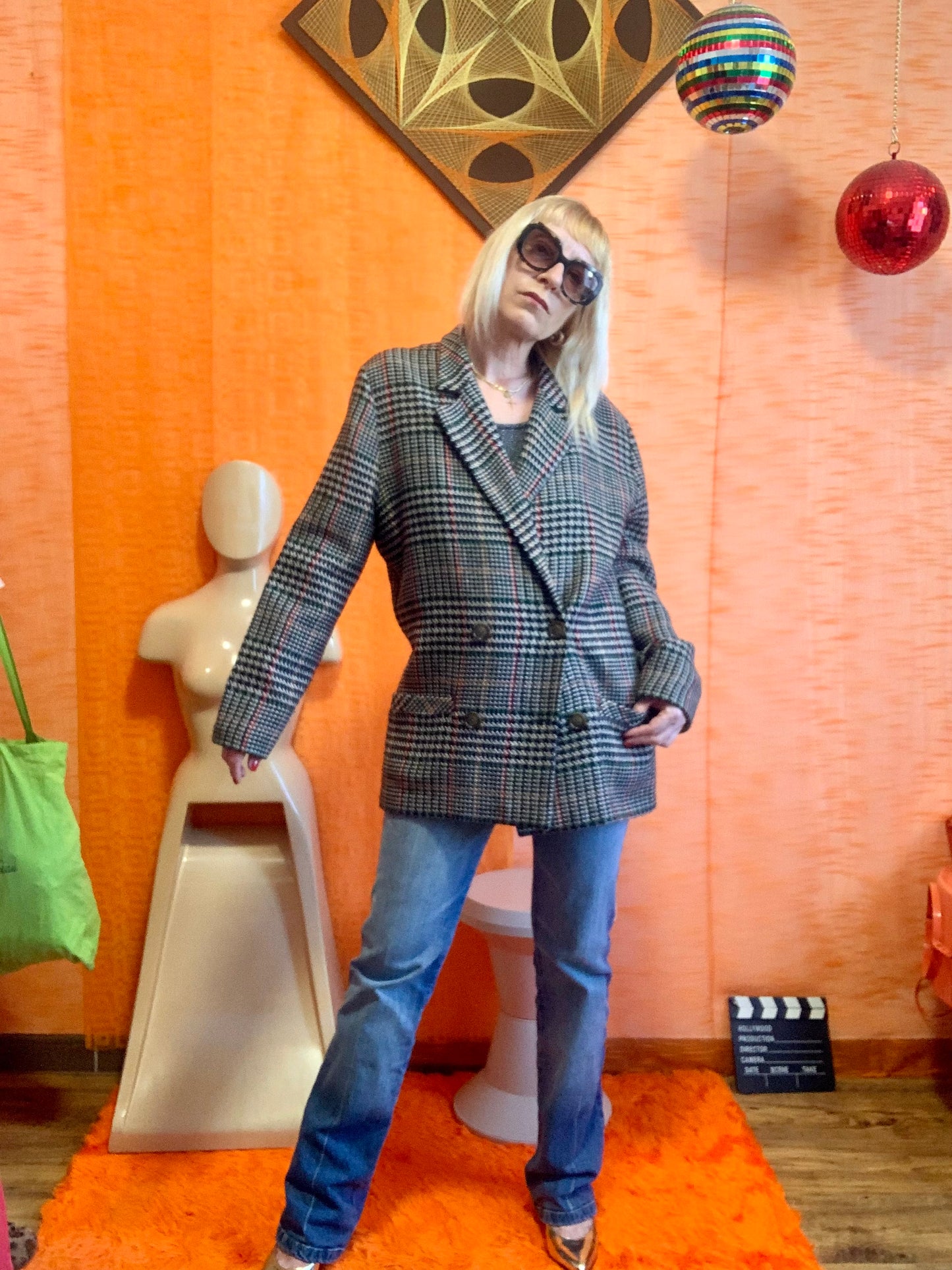 Veste droite croisée a carreaux C.Laure France Chic Vintage- T40