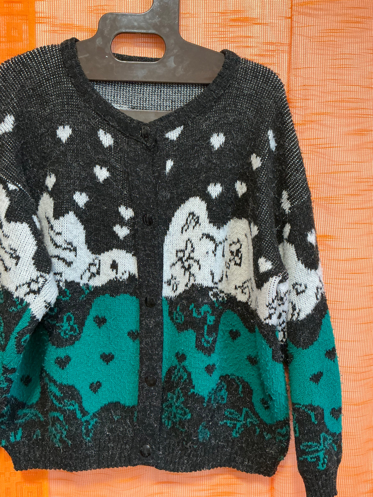 Gilet Vintage 1980 Motifs Coeurs - TU