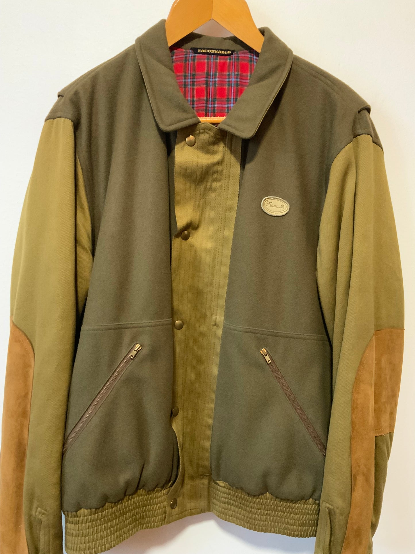 Blouson Faconnable 1990 Ecossais Vintage Designed by Albert Goldberg Made in France -