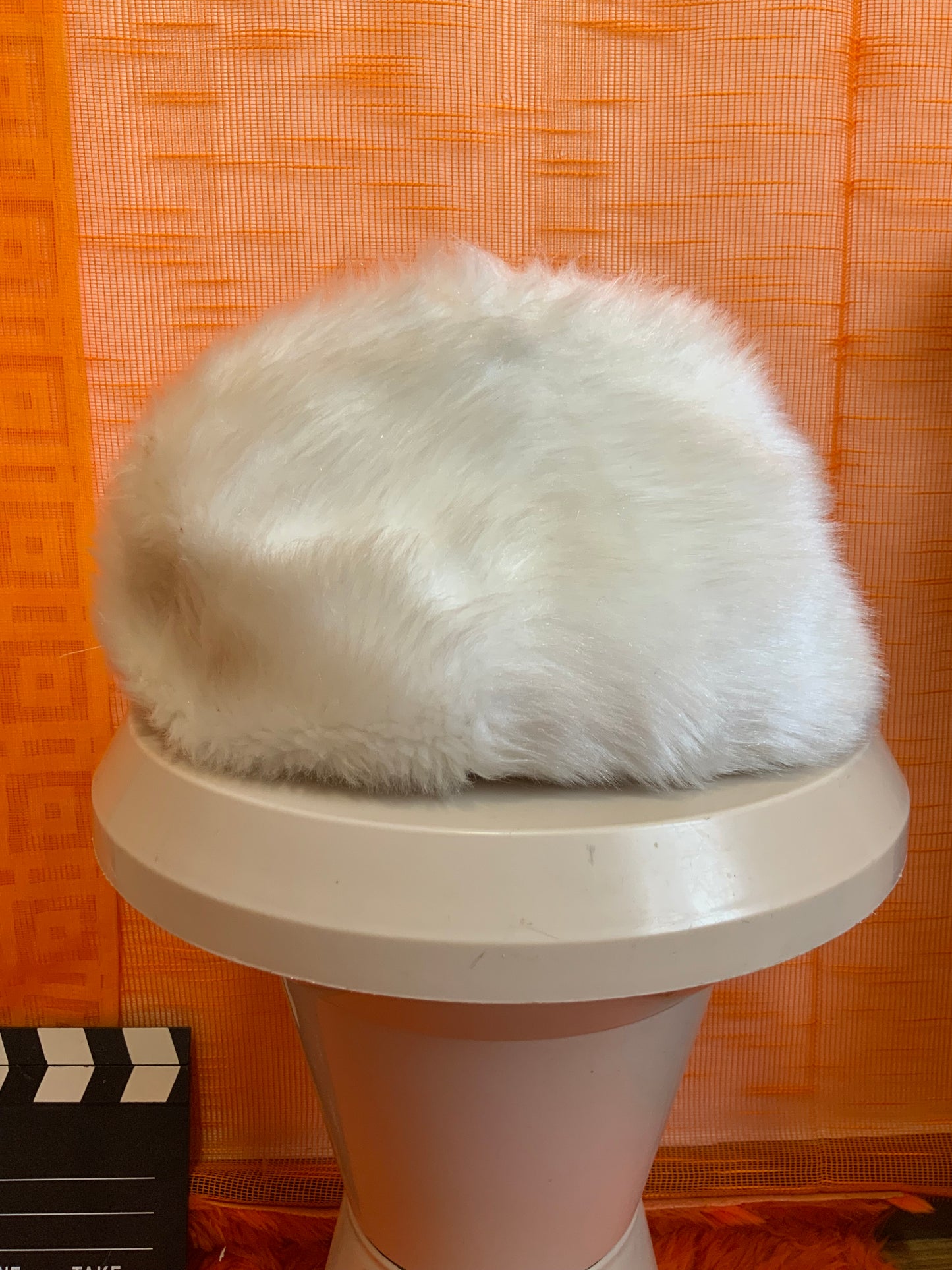 Chapeau Casquette Moumoute Blanche Vintage 1970 -TU