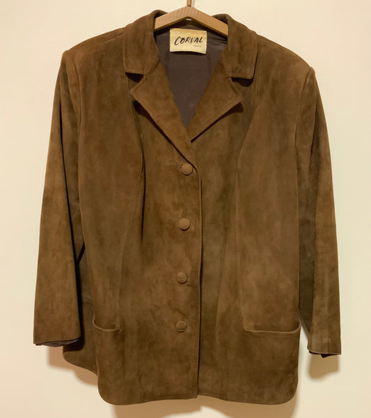 Veste Cuir Daim France Vintage 1970- T46 Mixte.