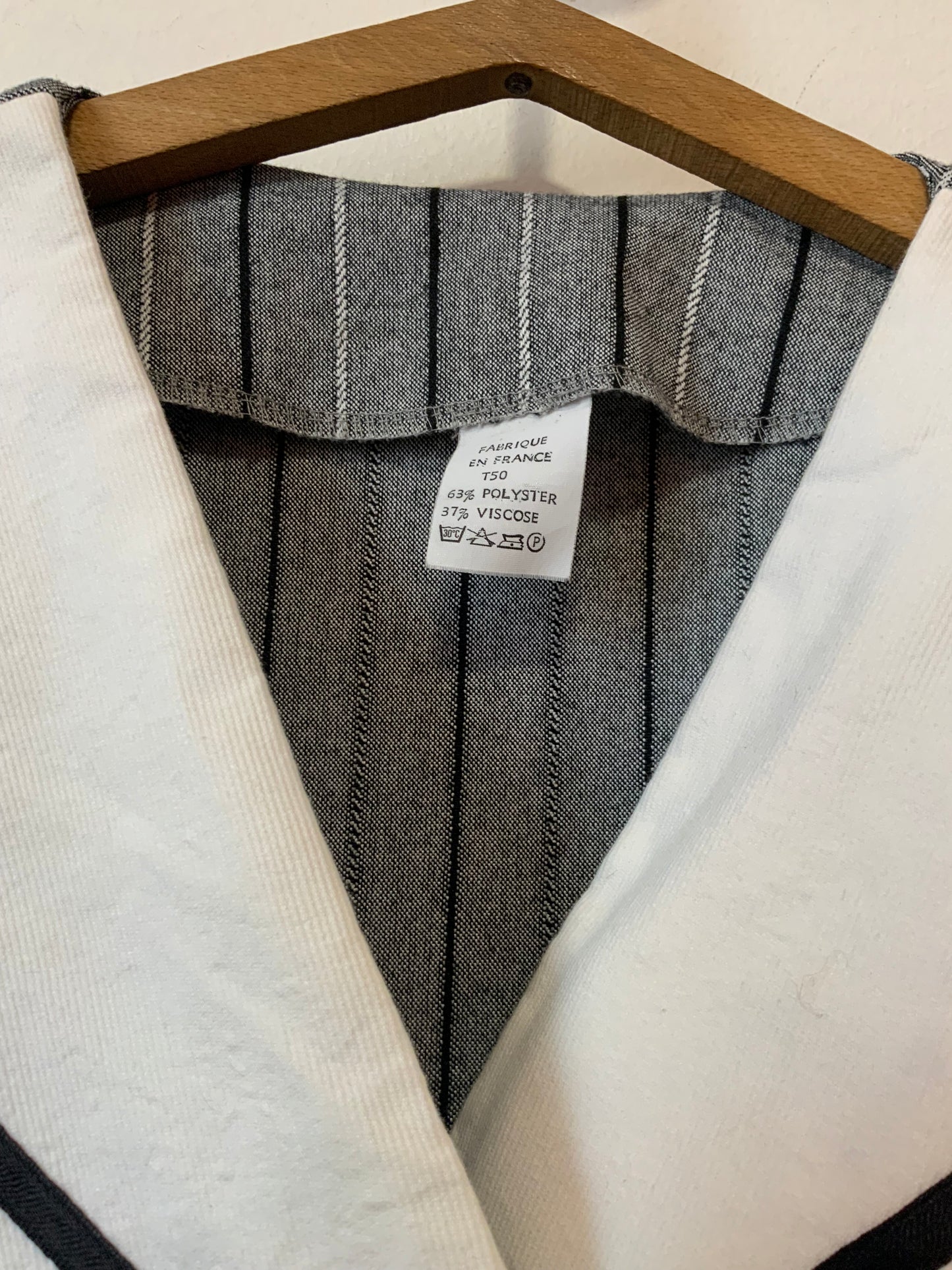 Robe Boutonnée Rayures Grand Col Marin France 1980