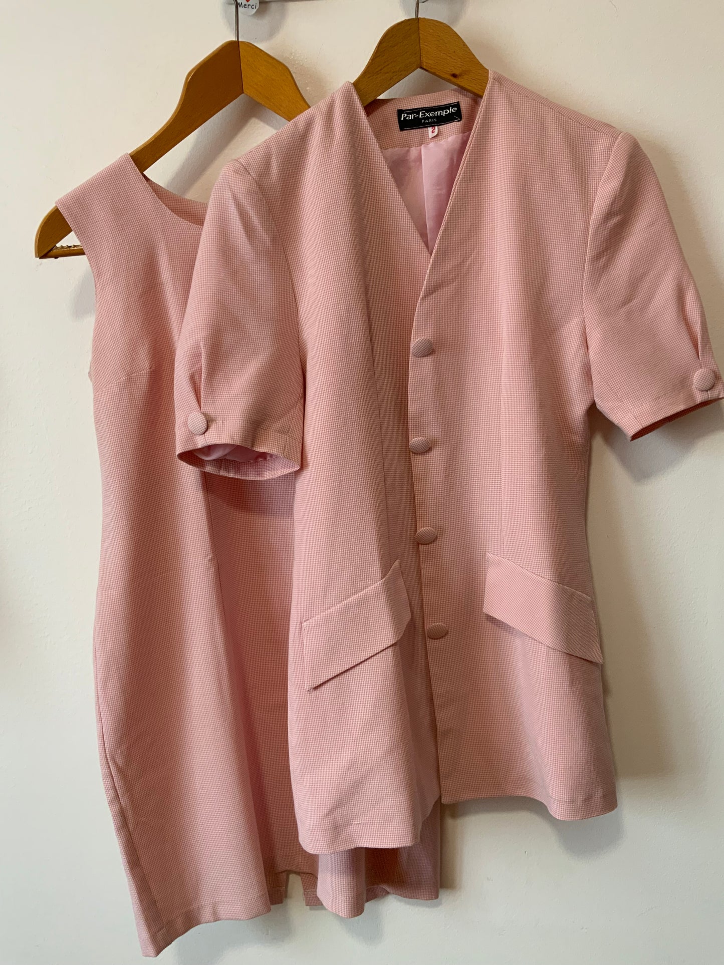 Ensemble Robe et Veste longue Vintage 1990 Carreaux pieds de poule Élégance - T40
