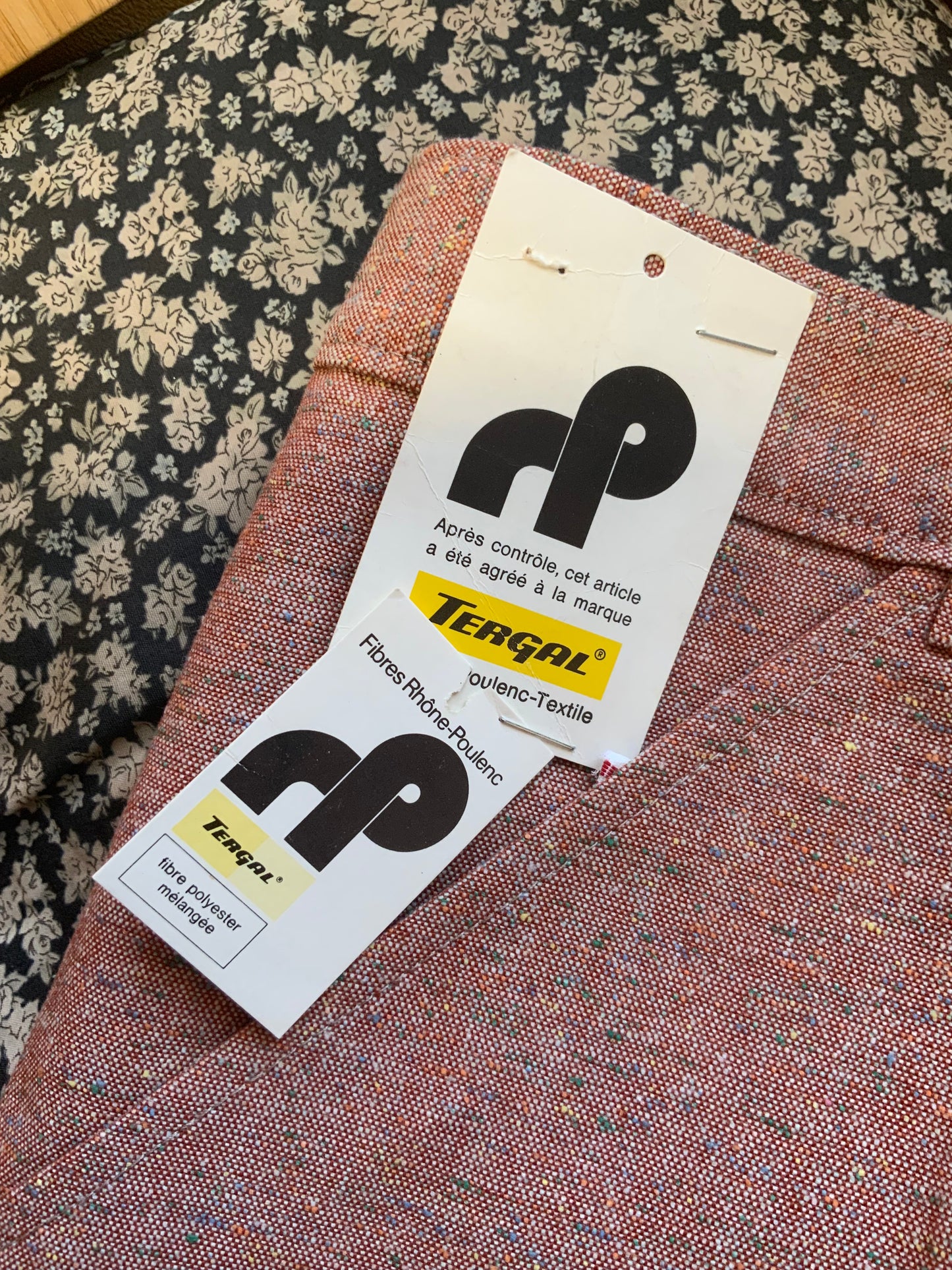 Pantalon Pattes d’éléphant Vintage Tergal 1970 Rouge