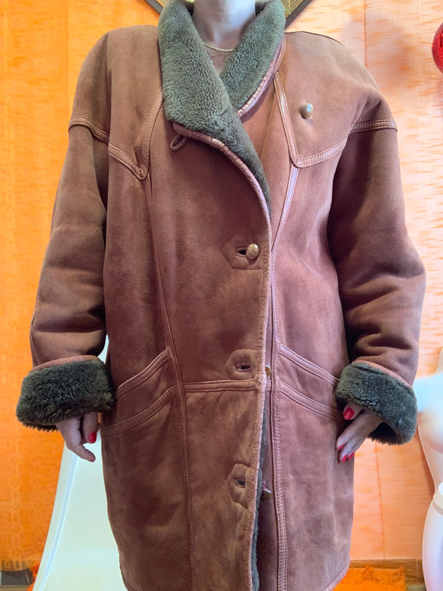 Manteau Cuir Daim Haut de gamme Vintage- T44/46.