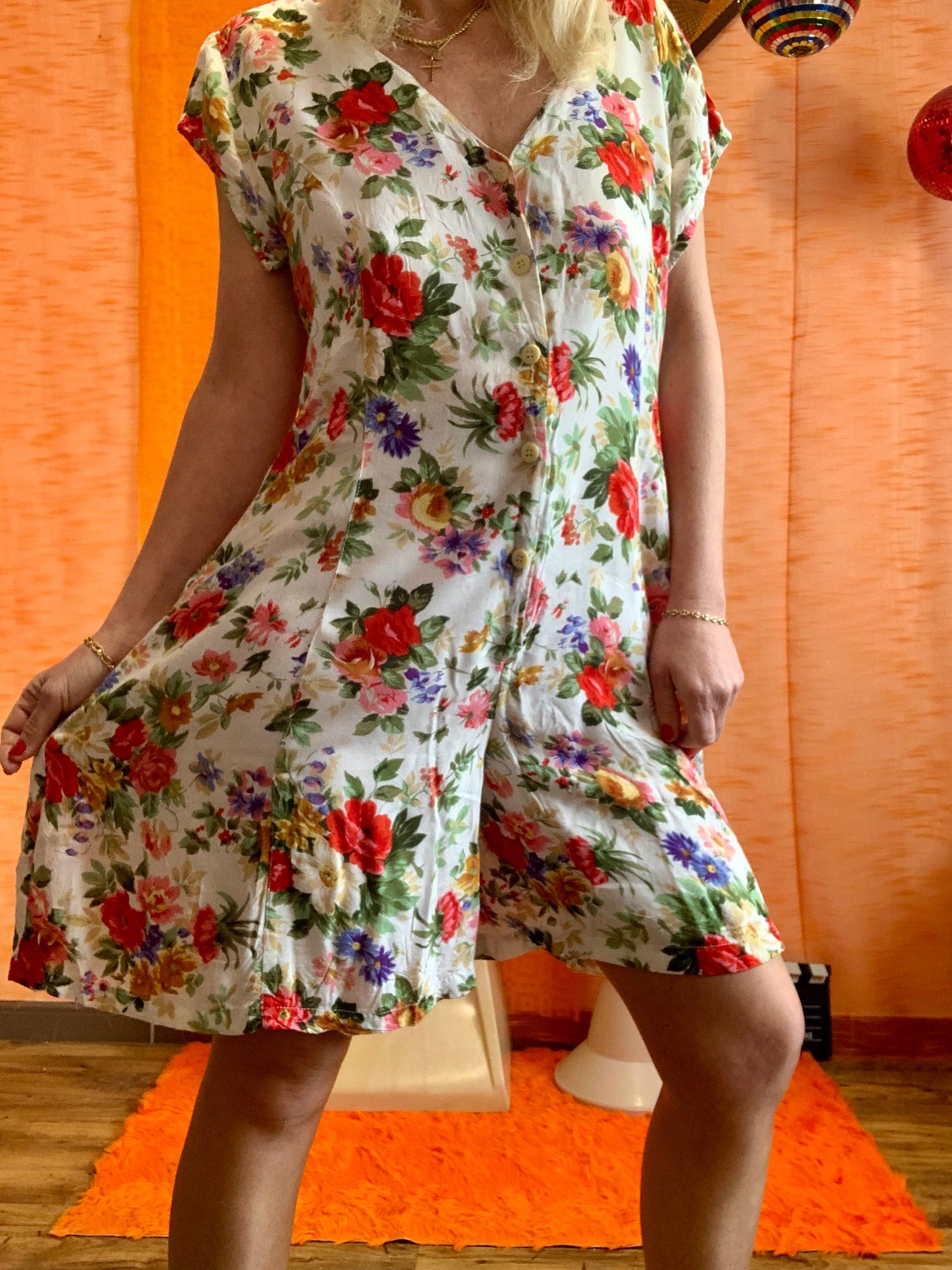 Combinaison Short à fleurs Vintage 1990- T40