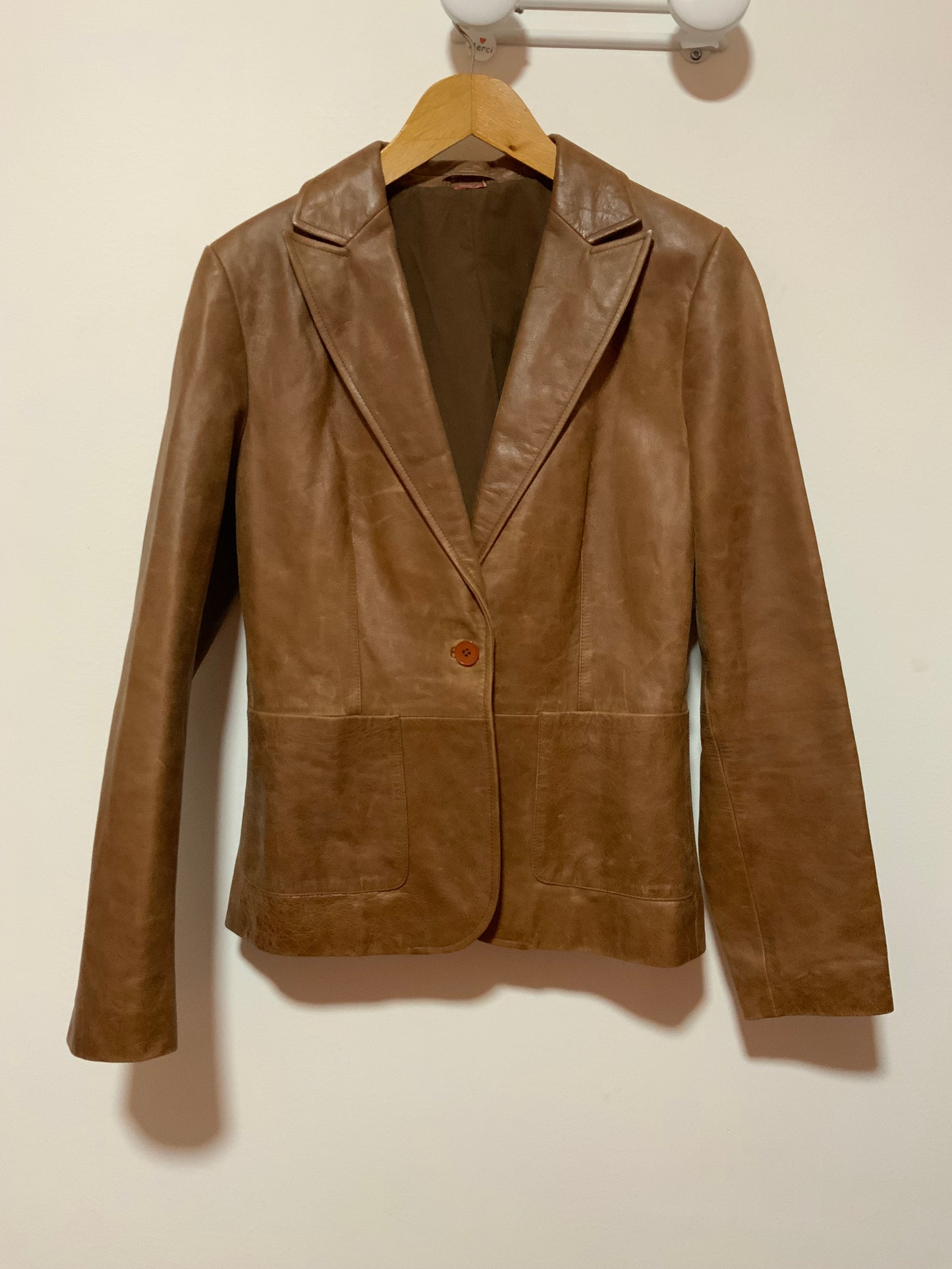 Superbe veste cuir marron vieilli Vintage 1990