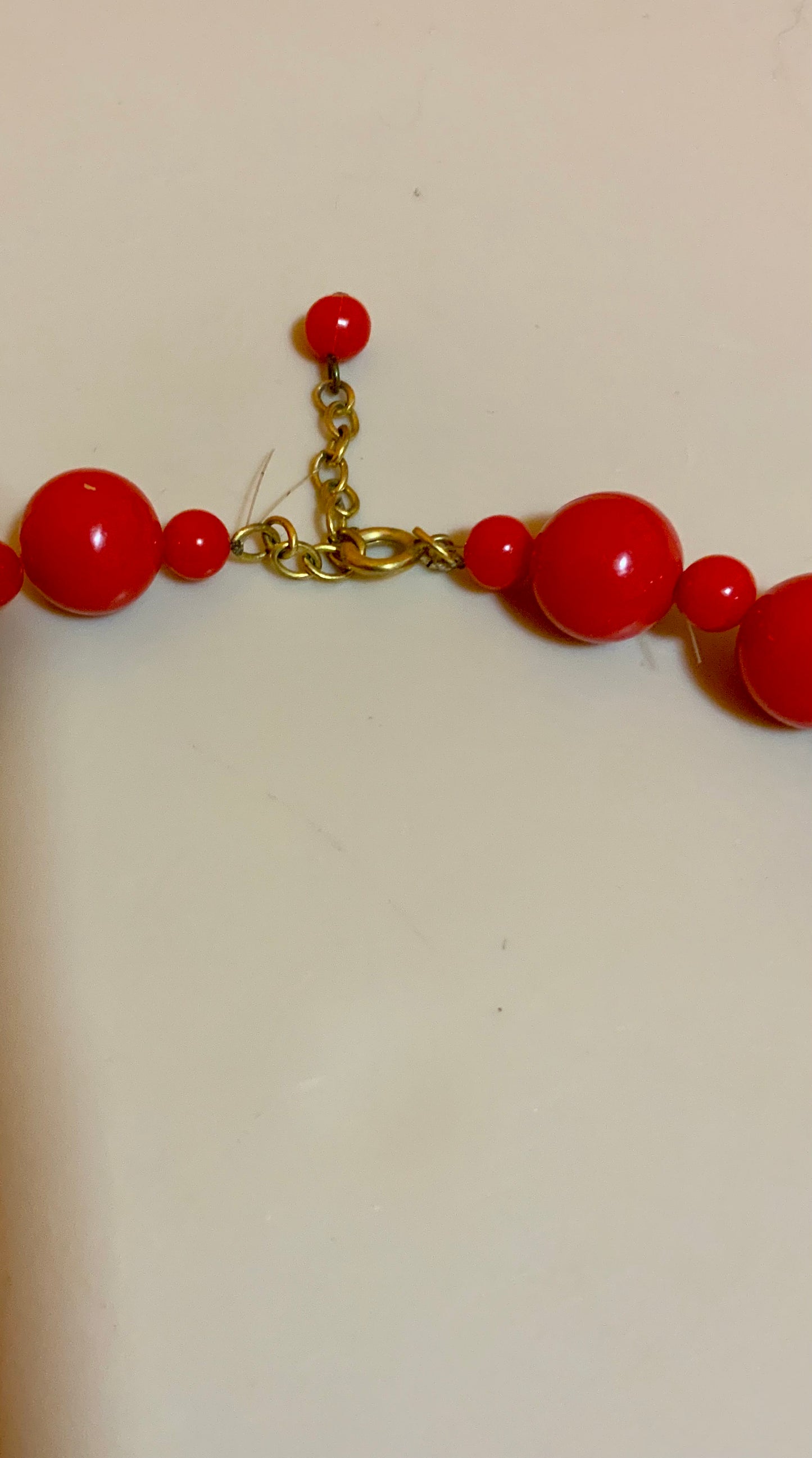 Collier perles rouges Vintage 1980-