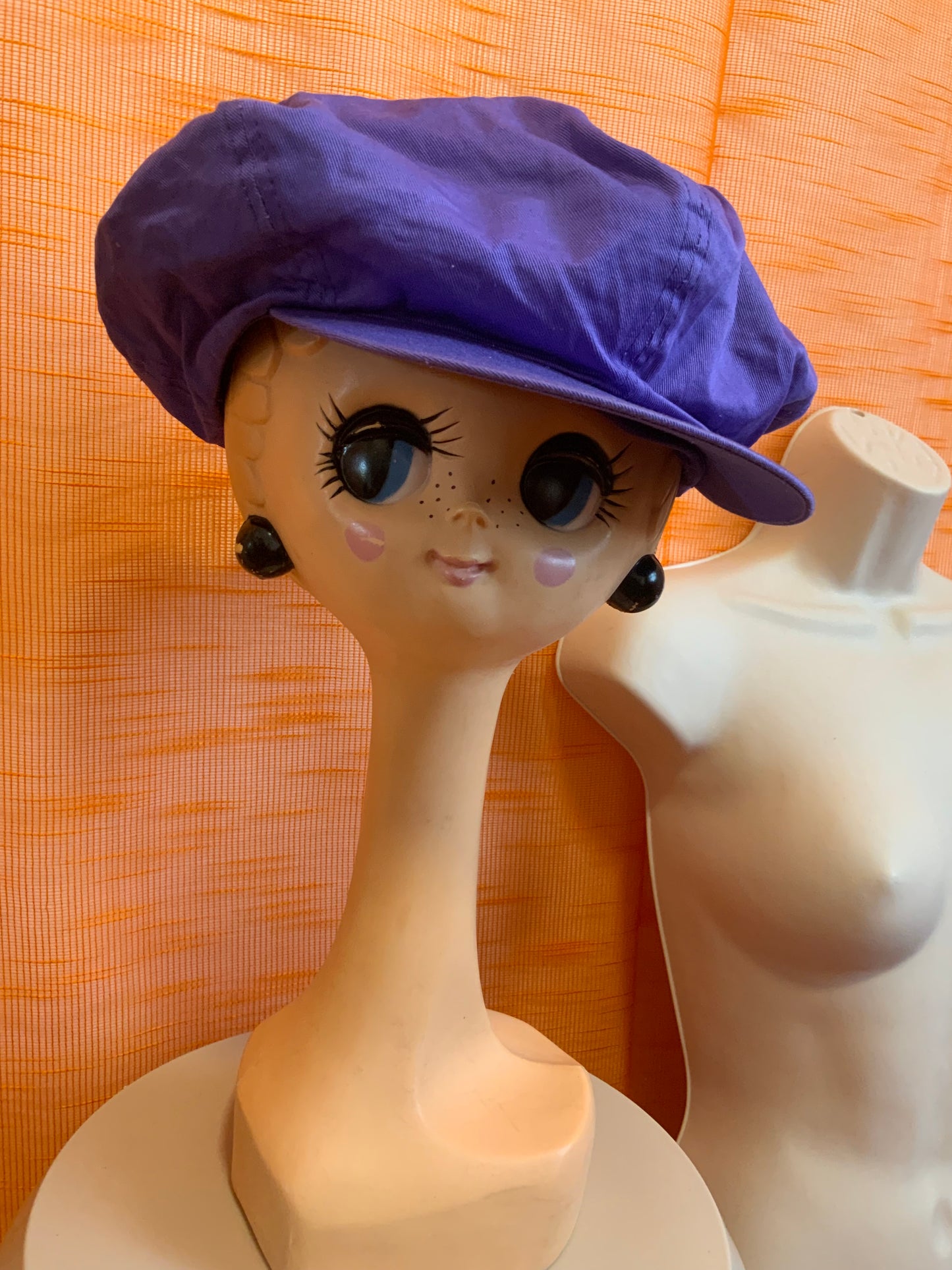 Casquette Gavroche violette coton Vintage