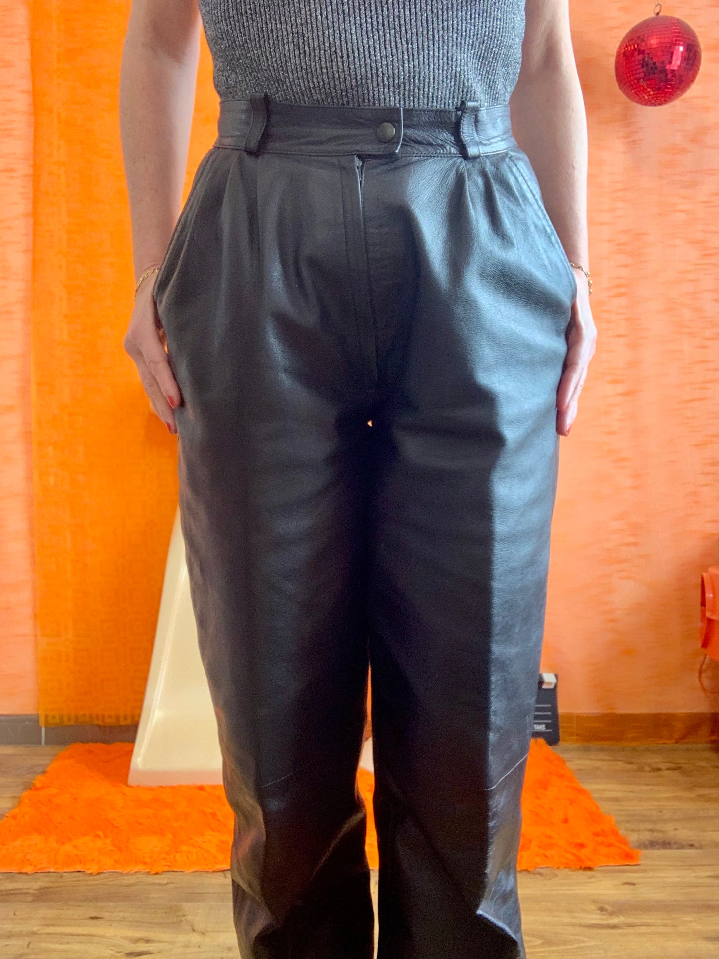 Pantalon en Cuir Pepite Vintage 1980 - T36/38.
